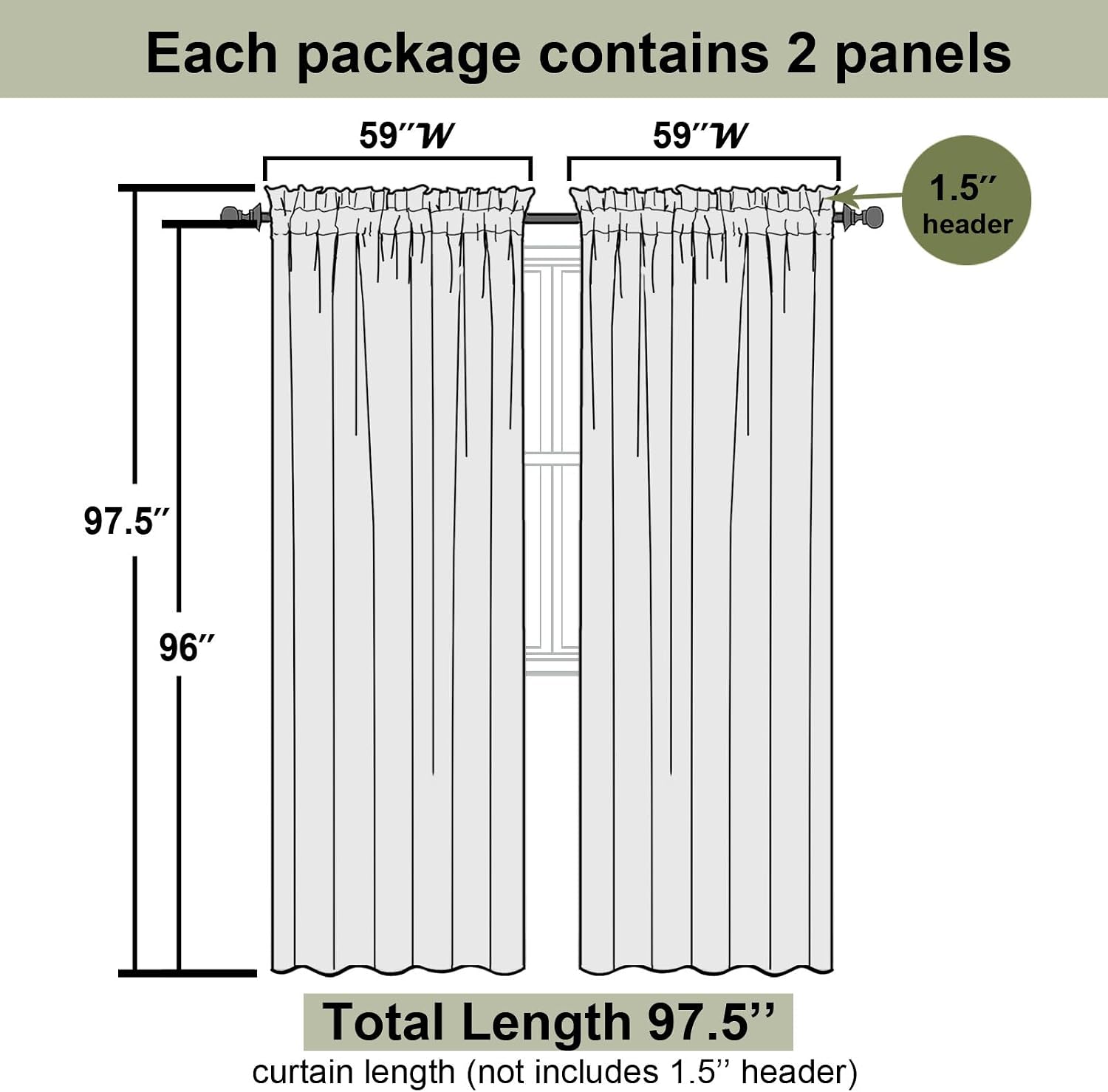 Lecloud Taupe Sheer Curtains 96 Inches Long 2 Panels Set, Home Decor Light Filtering Airy Solid Color Drapes, Dual Rod Pocket Living Room Curtains for Bedroom Dining Room, Each Panel 59" W x 96" L image 3