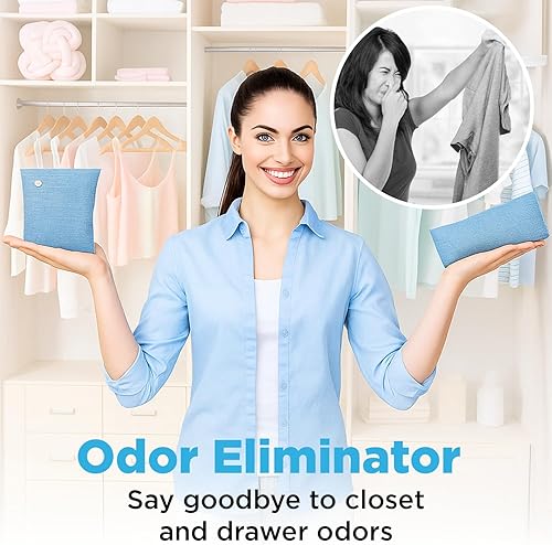 Miniatura 2 de Bolsas desodorantes para armario y cajones (paquete de 4)  Absorbe y elimina naturalmente los olores del armario, 2 desodorantes de armario XL y