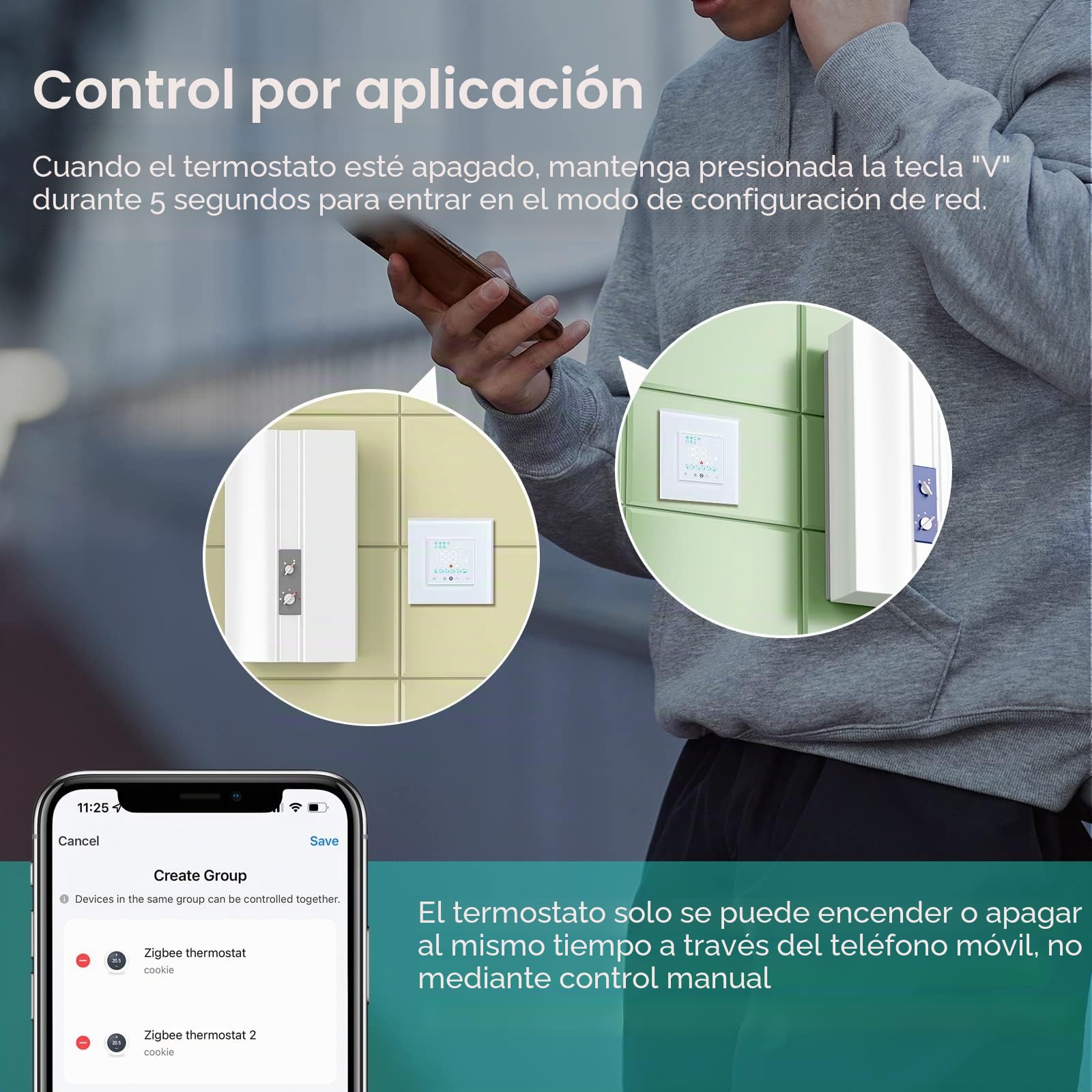 BSEED Zigbee Termostato Controlador de Temperatura Blanco para Calefacción de Calderas,5A Smart Termostato con Pantalla Táctil LED Compatible con Alexa y Google Home(Need Tuya Gateway Hub)