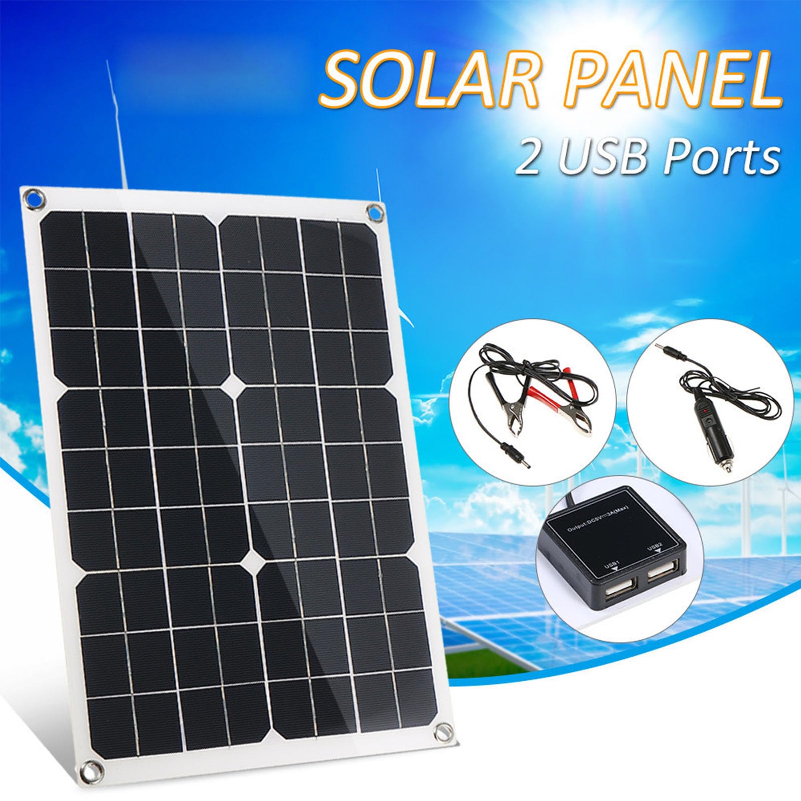 Kit De Panel Solar Monocristalino Impermeable | Módulo Solar a Prueba de Intemperie, Controlador de Carga, Accesorios Completos de Montaje para Camper, Marino y Emergencia