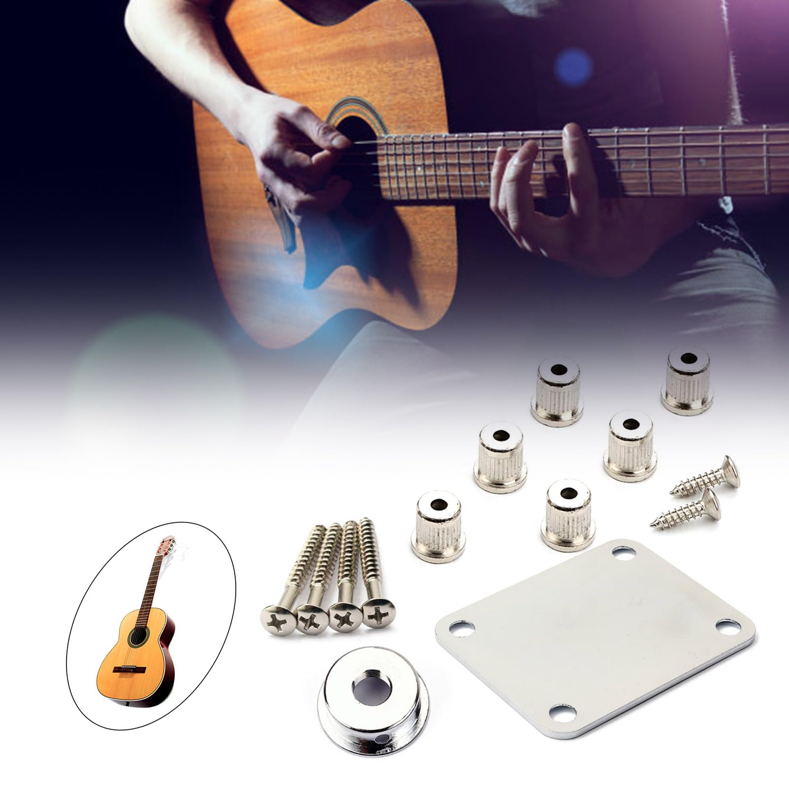 5 Piastre Per Manico Chitarra Basso 51x64mm - FLEOR - Per Elettrica E Basso