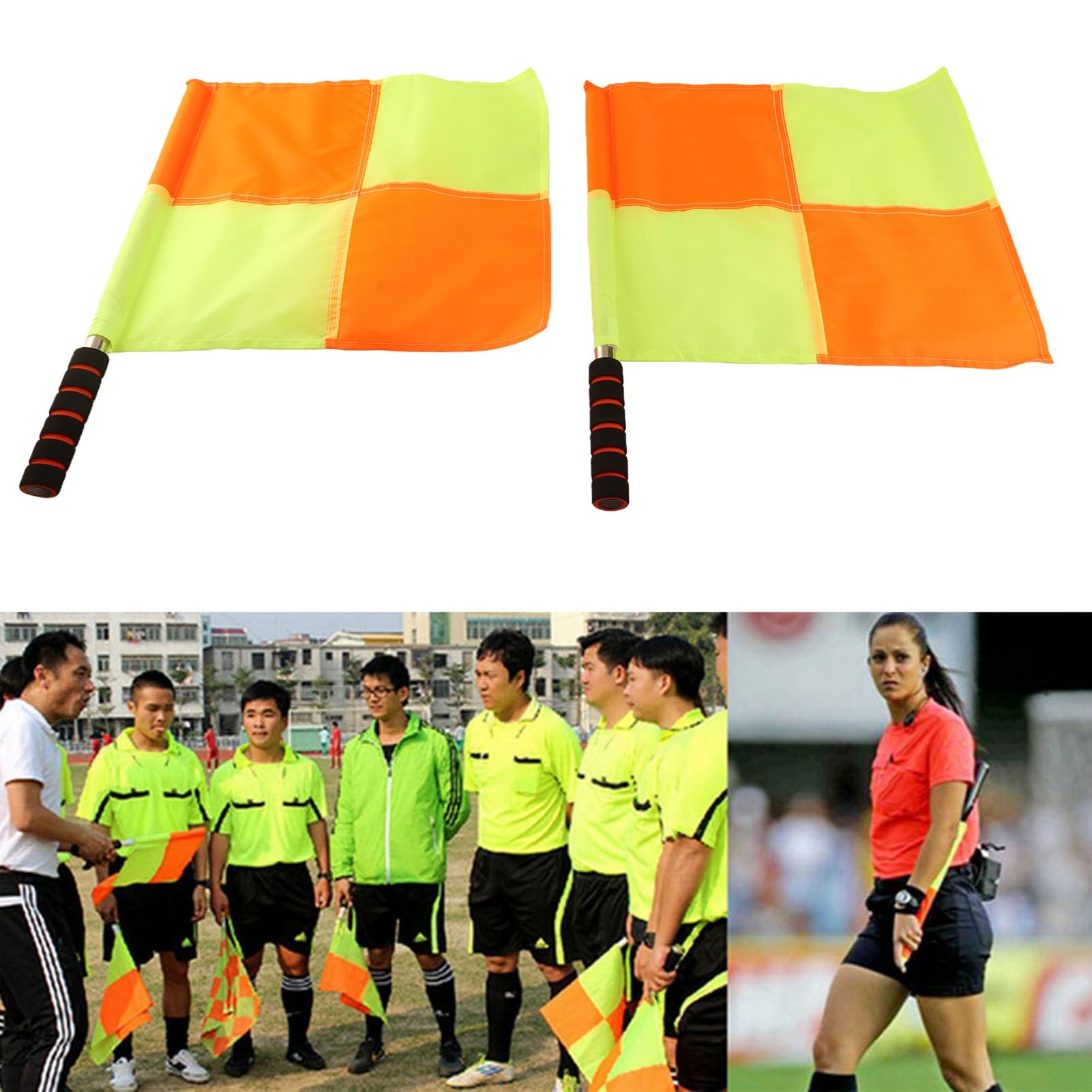 Generic Referee Flags, Red and Yellow, 45cm x 34cm, 2 Pack, Soccer/Football Match/Training