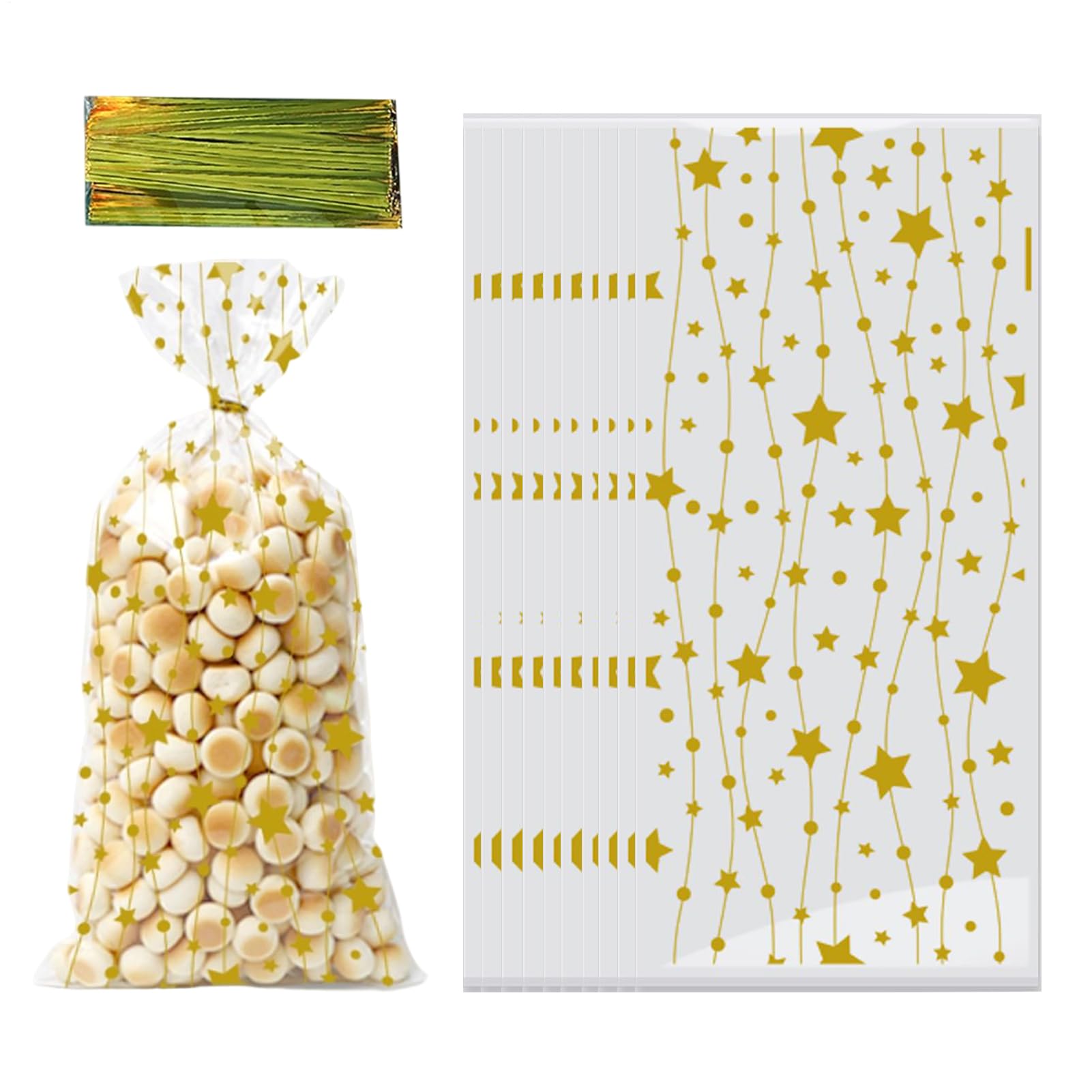 - Cute Treat Bags For Candy - 50 Pieces Star Pattern Snack Wrap Pouch, Cartoon Birthday Goodie Bag For Chocolate Handicrafts Fruits Birthday Holiday Wedding Family Gatherings Stocking Stuffers