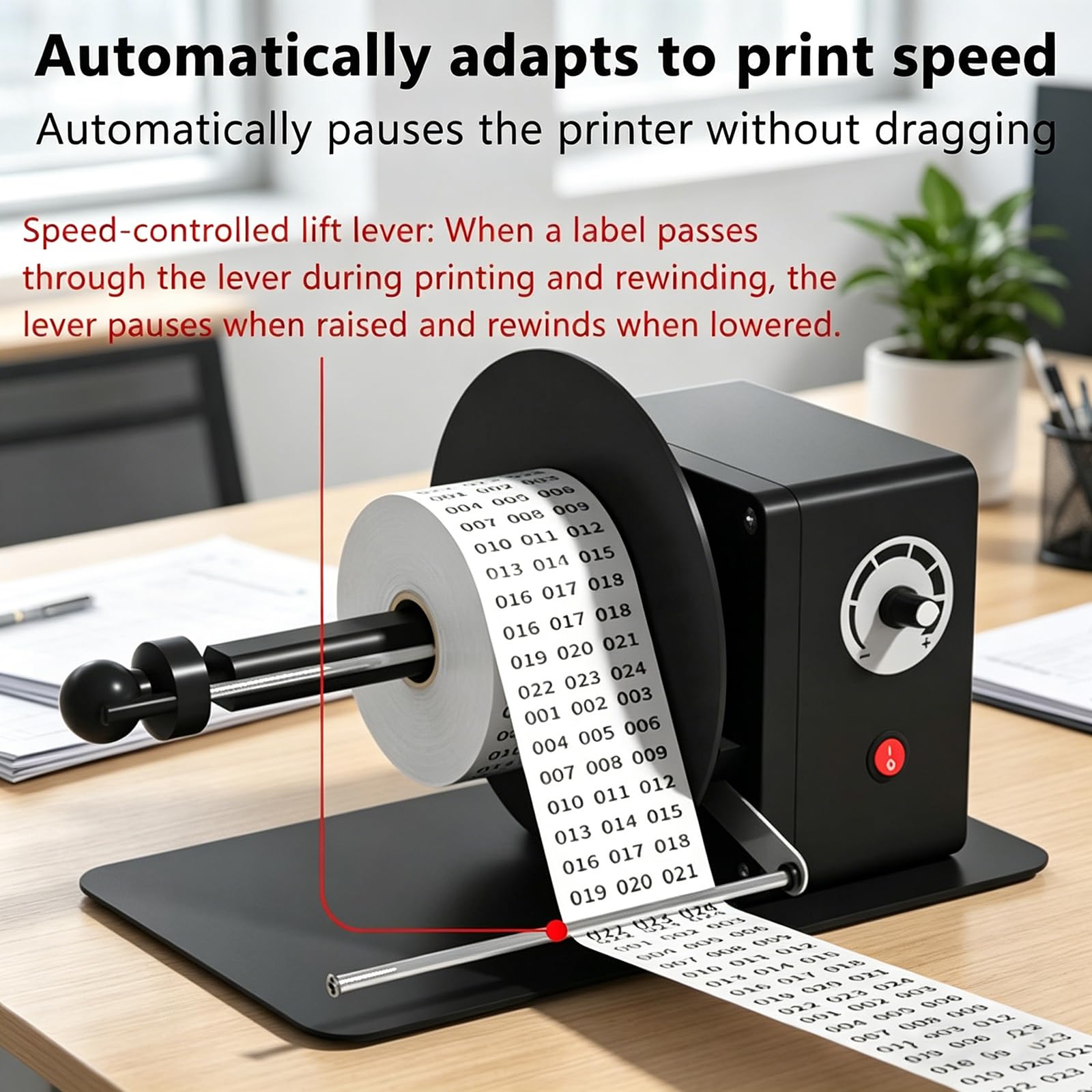Avvolgitore Automatico di Etichette a 130 Giri/min con Manopola di Regolazione Continua della velocità, per Tubi di Carta con Diametro Interno di 25/40 Mm