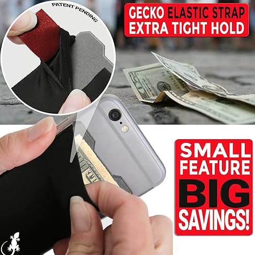 Miniatura 5 de Gecko - Cartera de licra para teléfono celular con adhesivo para tarjetas de crédito y efectivo