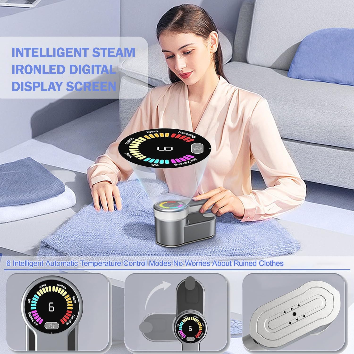 Ferro da Stiro Portatile da Viaggio, Ferro da viaggio portatile da 1200 W con 6 Modalità, 2 in 1 Mini Ferro da Stiro con Serbatoio dell'Acqua da 120 ml, Pieghevole a 180°