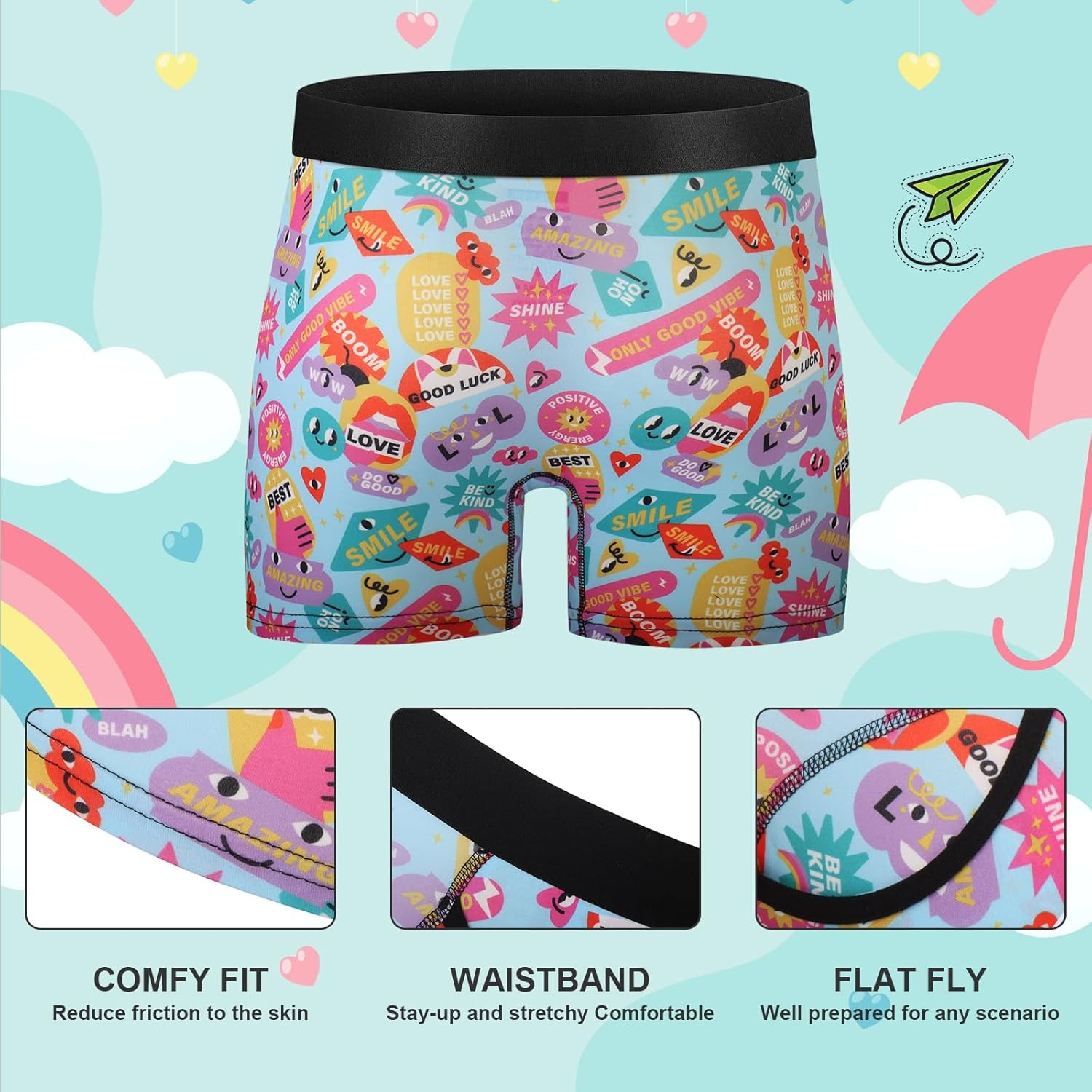 Boys Boxer Briefs Quick-Dry Polyester Underwear Breathable & Soft Stretch Waistband with Fly - Image 3