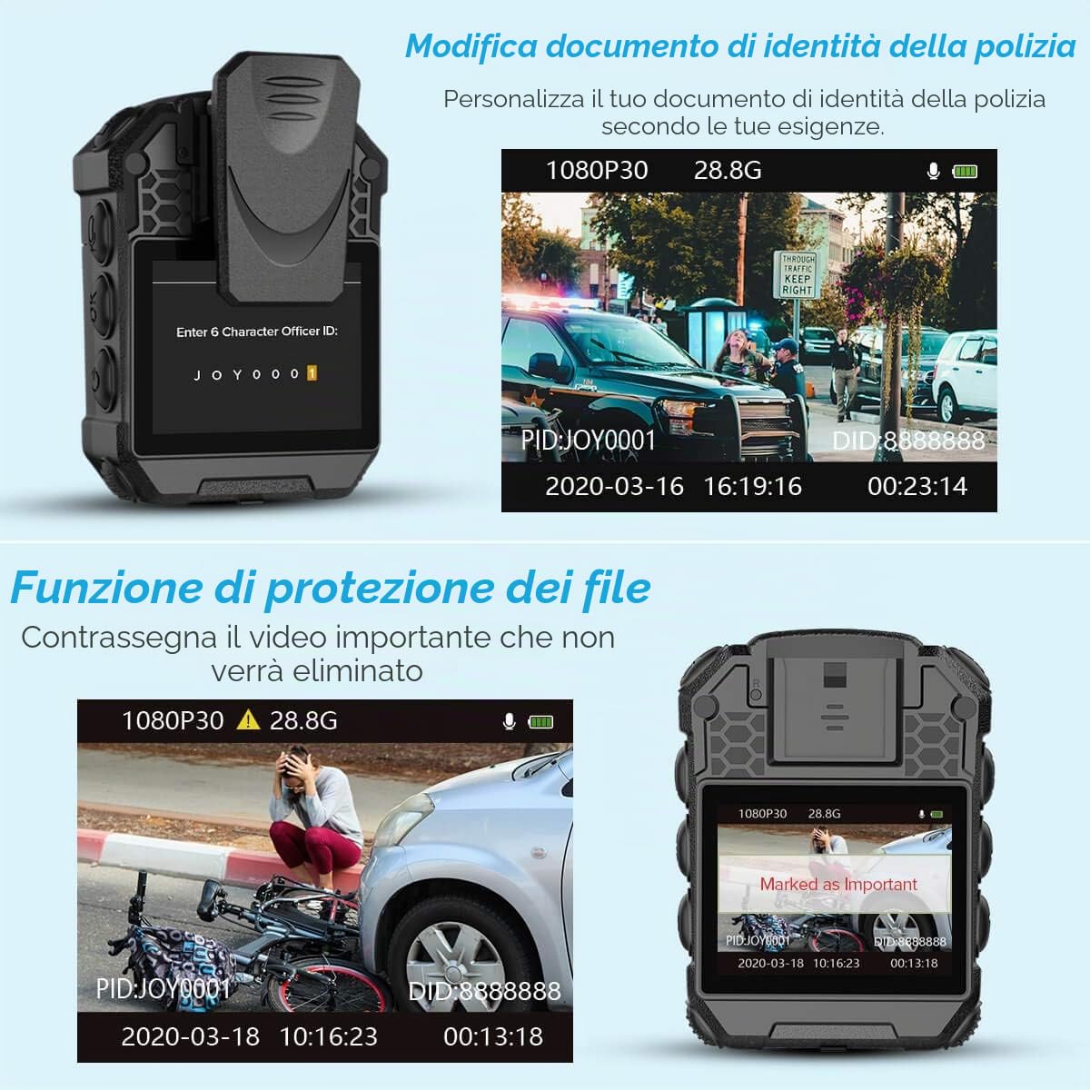 BOBLOV T5 128 GB 1296P Body Camera with Audio Recording Expand Memory Supported Max 128G, Wearable Police Body Camera for Law Enforcement, Night Vision, File Protection