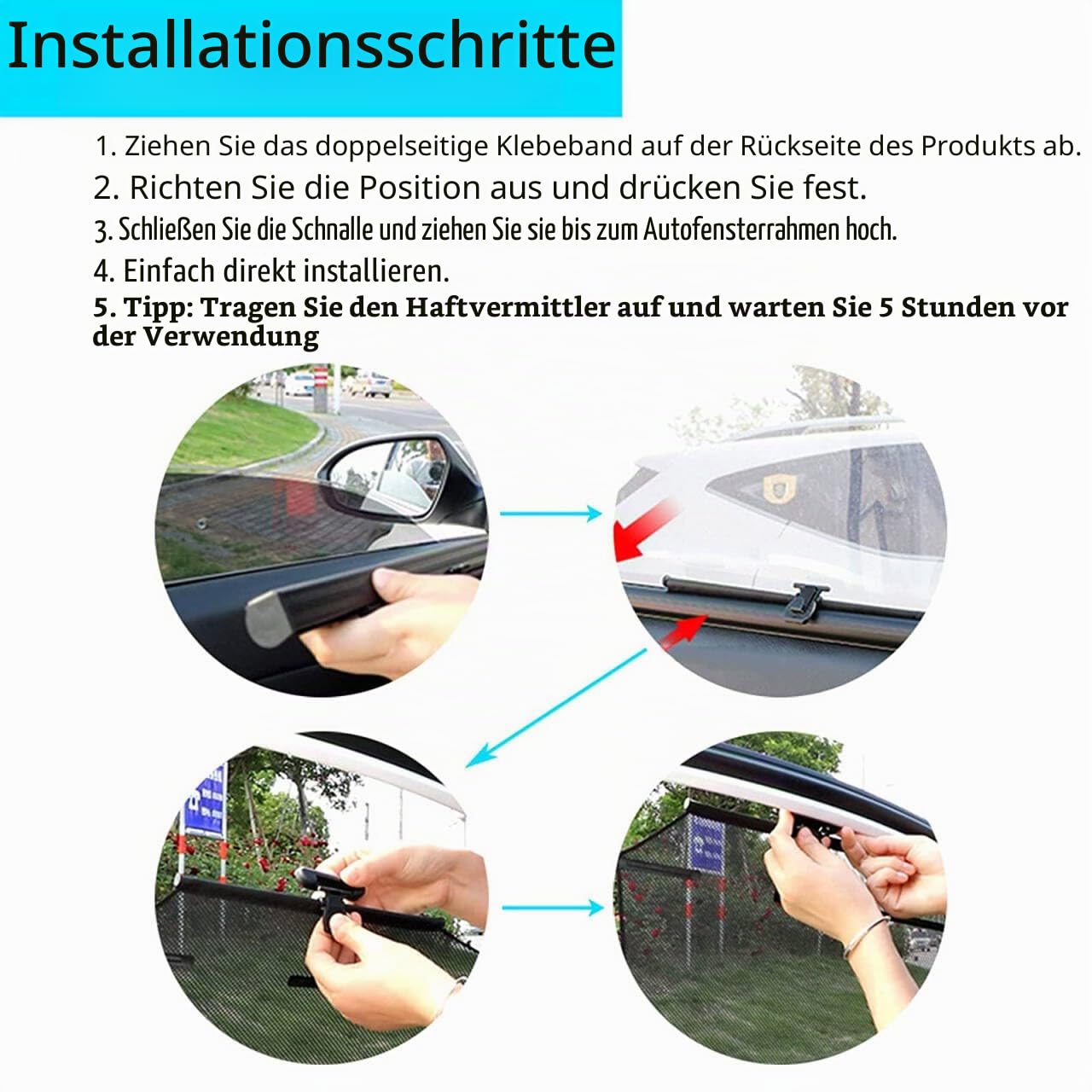 Kwak's Auto Sonnenschutz für Seitenfenster 2-Pack Faltbare Rolle Einziehbarer Sonnenschutz Blocks Sonnenblendung und Hitzeschutz Anti-UV-Strahlen Jalousien für Privatsphäre Blackout (Frontfenster)