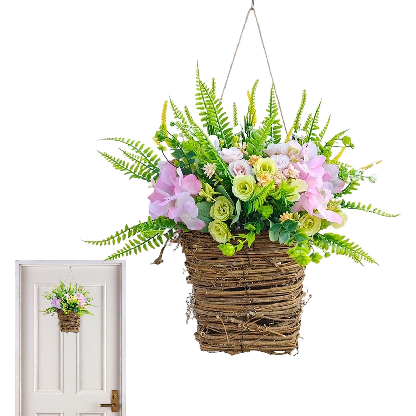 Couronne de panier en rotin artificiel haut de gamme pour une décoration murale chic