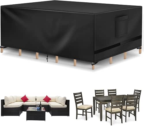 Richwon Patio Furniture Covers - Waterproof Rectangle, Heavy Duty for