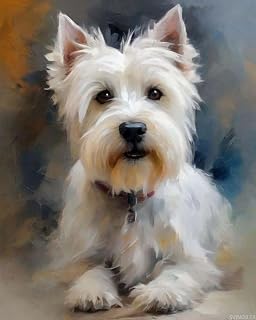 SVINOILER Paint by Numbers for Adults Beginner Digital Painting West Highland Terrier Dog Animal Westie Dog DIY Oil Painting Kit on Canvas Pre Drawn Canvas 16x20 Inch