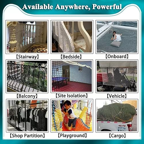 Miniatura 7 de Red de cuerda de seguridad blanca para niños, red de barandilla exterior para escalera, balcón, red protectora de valla sin nudos, red de decoración