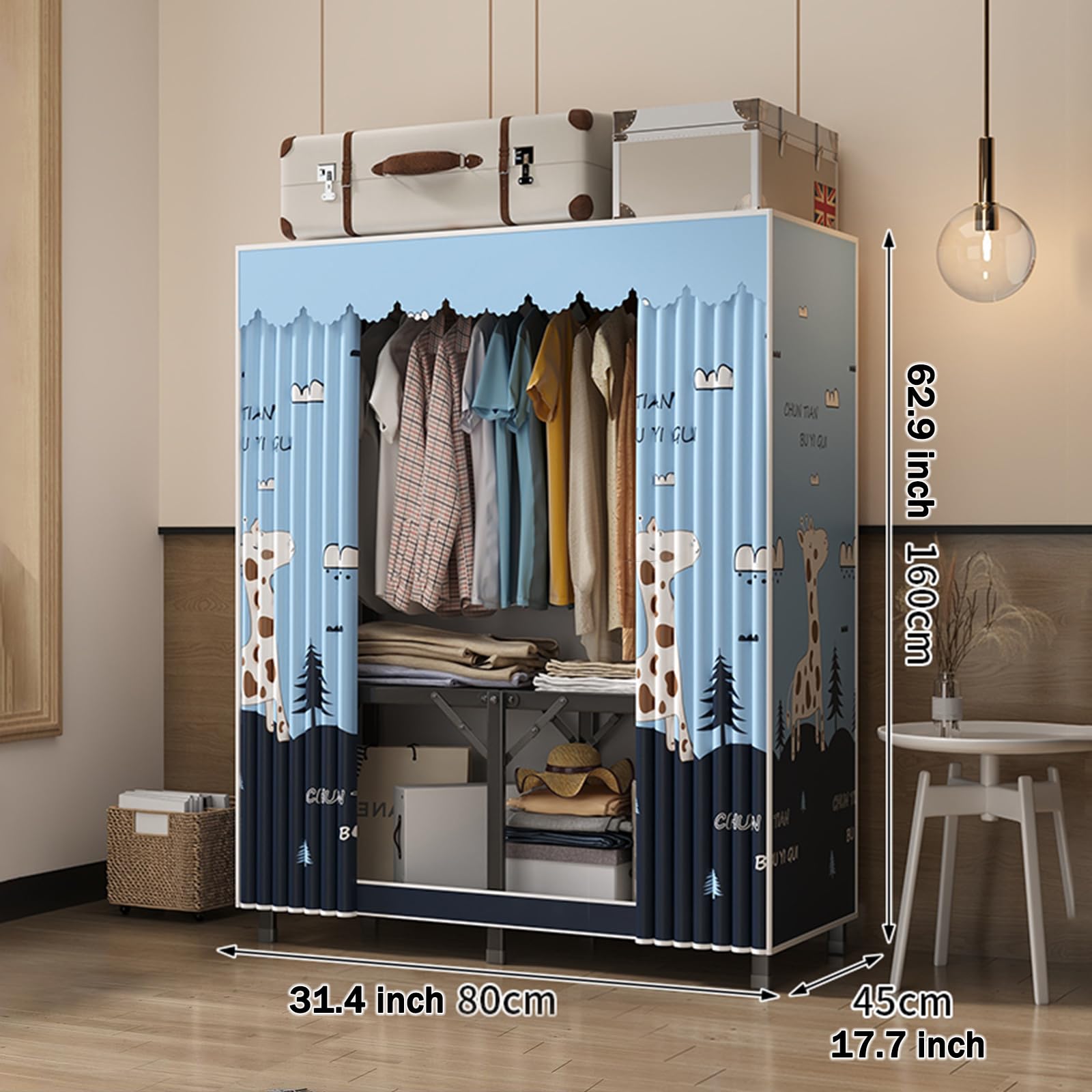 Kleiderschrank aus Segeltuch, Kleiderschränke aus Stoff, zusammenklappbarer Kleiderschrank, Aufbewahrungsorganizer für Schlafzimmerkleidung, Aufbewahrungsschrank, für Schlafzimmer,