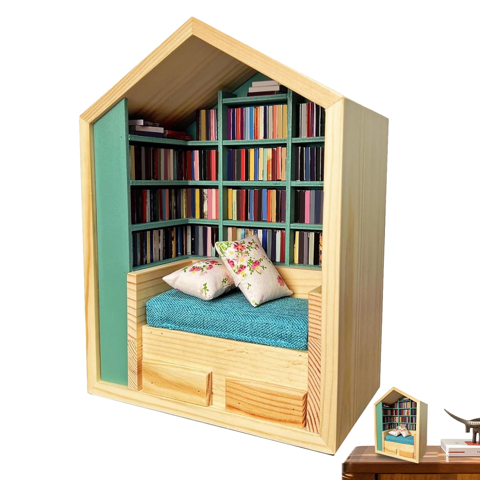 Juego antiestrés de madera con 200 libros y 2 almohadas para salón y escritorio
