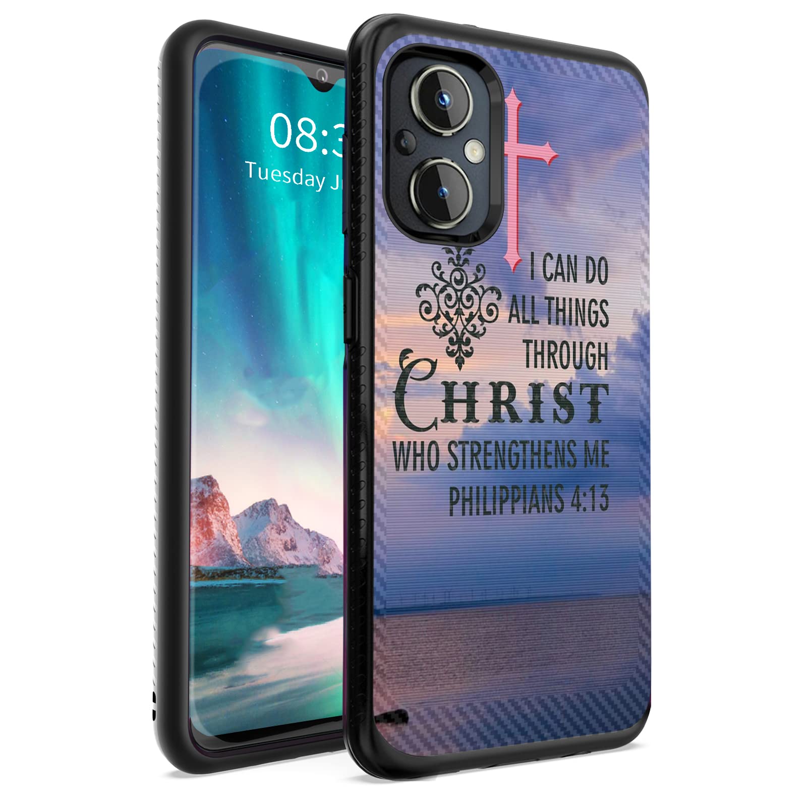 BFUKVOU for Oneplus Nord N20 5G Case,Heavy Duty Shockproof Brushed Armor Hard PC & Soft TPU Dual Layer Protective Case for Oneplus Nord N20 5G,Bible Verses Philippians 4:13