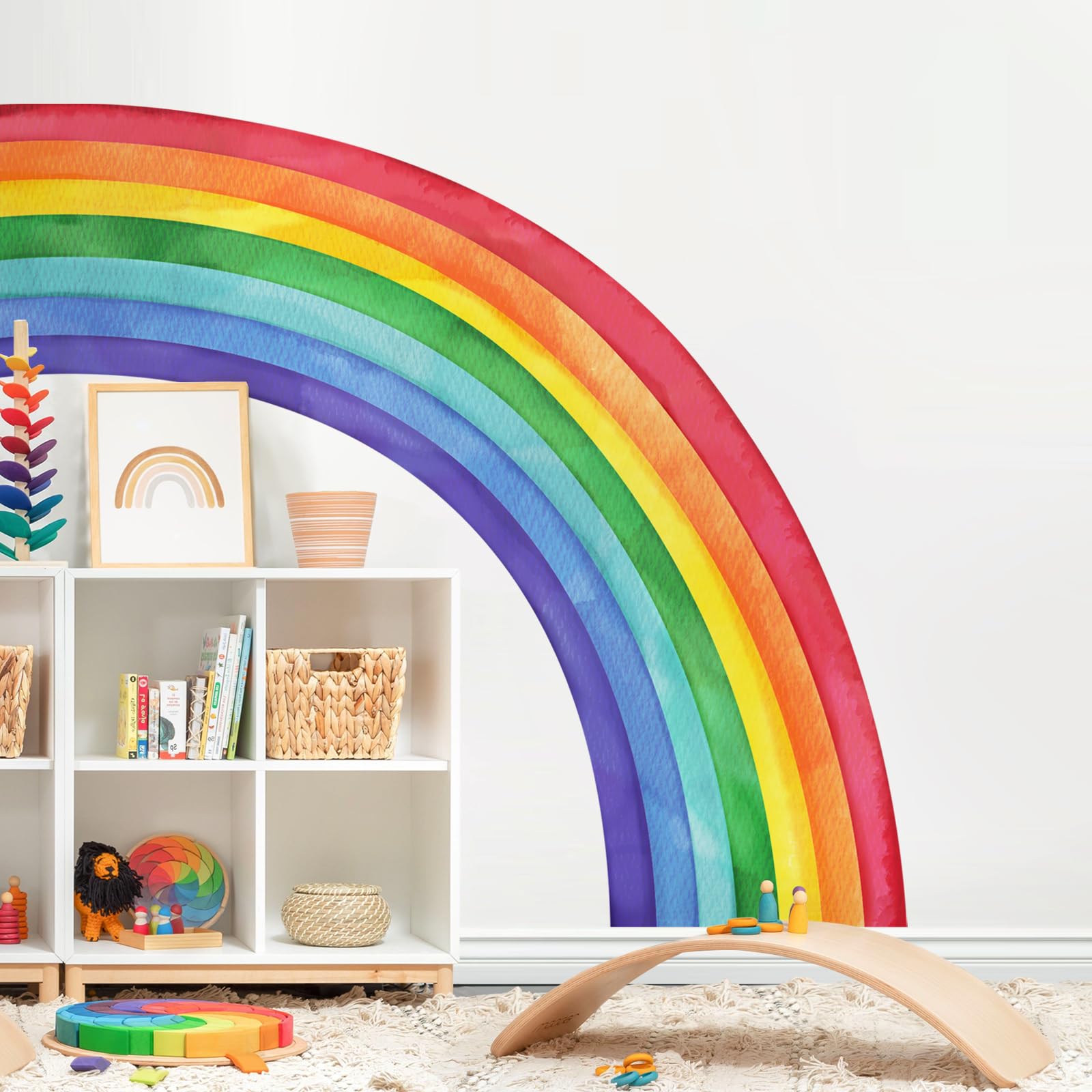 Supzone Wandtattoo Regenbogen XXL (158x143cm), Großer Wandaufkleber Aquarell Regenbogen Wandsticker für Mädchen Kinderzimmer Babyzimmer Schlafzimmer Türen Wanddeko