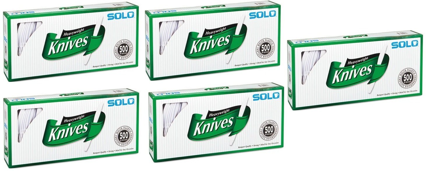 Solo White Heavyweight Knives, 500 Count (5 Pack)