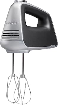 Proctor Silex 5-Speed + Boost Electric Hand Mixer with Powerful 1.3 Amp DC Motor For Effortless Mixing & Consistent Speed in Thick Ingredients, Slow Start, Silver 62501