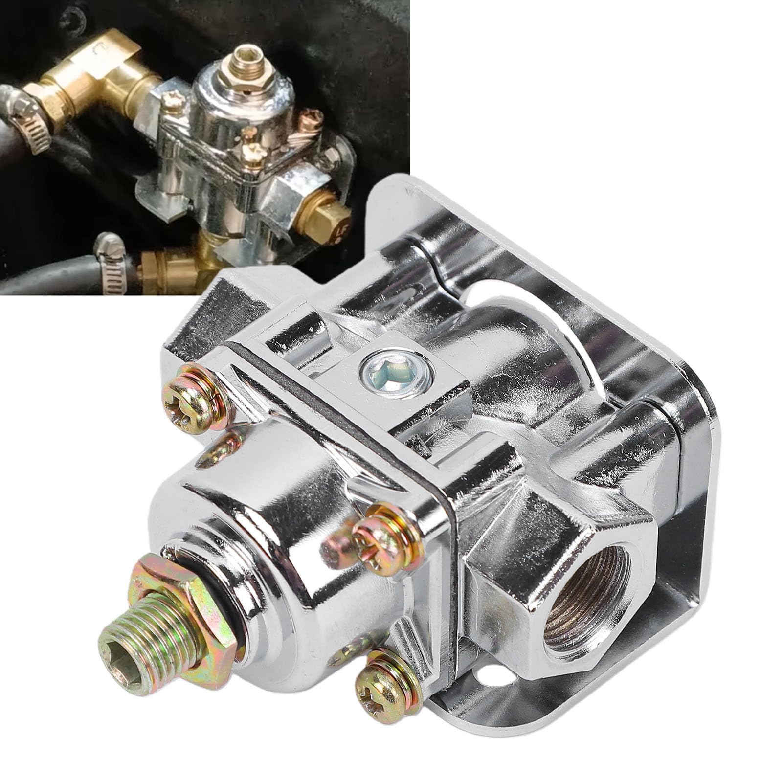 Regulator Ciśnienia Paliwa z Manometrem Regulowanym | 3/8in NPT 1 in 2 Out, Zastępstwo dla , Gwint 3/8 Cala, 12-803 Kompatybilny 4.5-9 PSI dla Gaźników