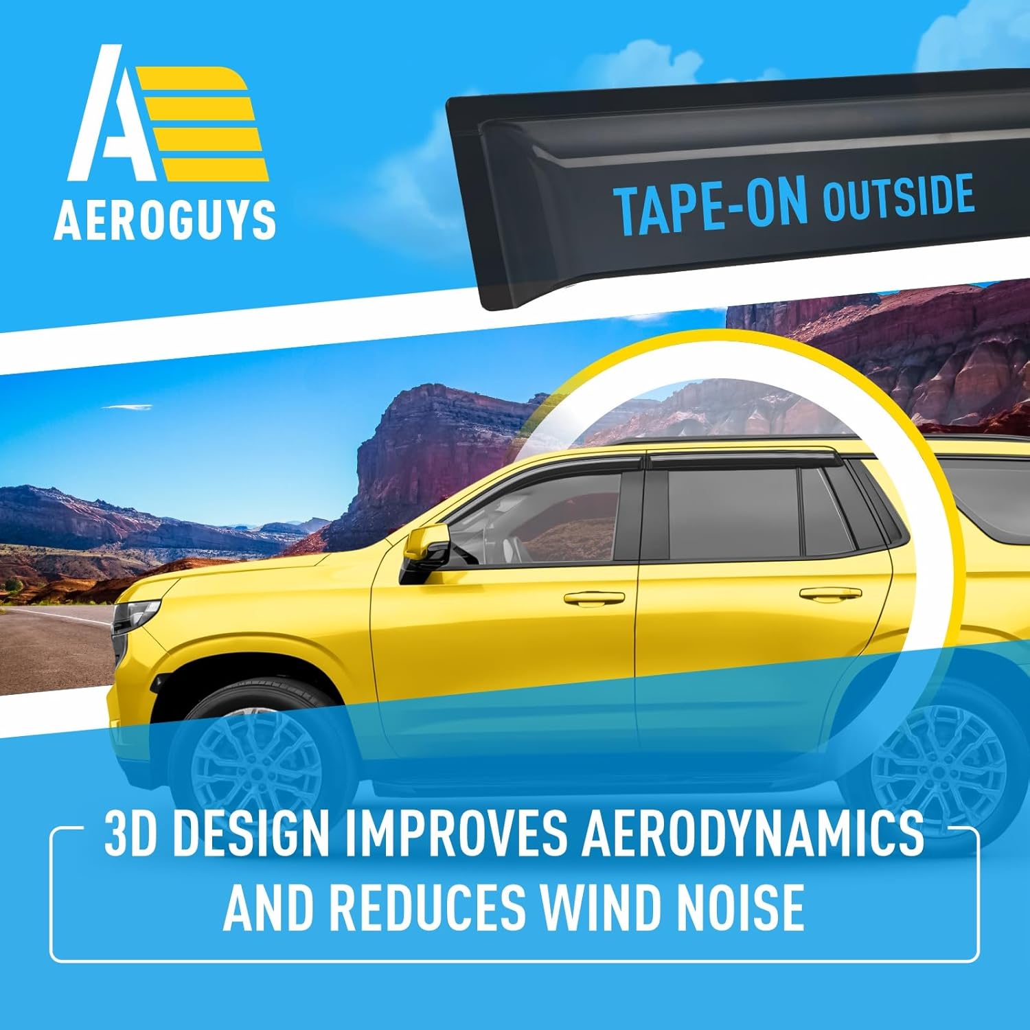 Extra Durable Window Deflectors Tape-On Window Visors Rain Guards Fit for Chevrolet (Chevy) Tahoe 2021-2026, Sun Visors, Wind Vent for Shades, Exterior Car Accessories - 4pcs. AG0869