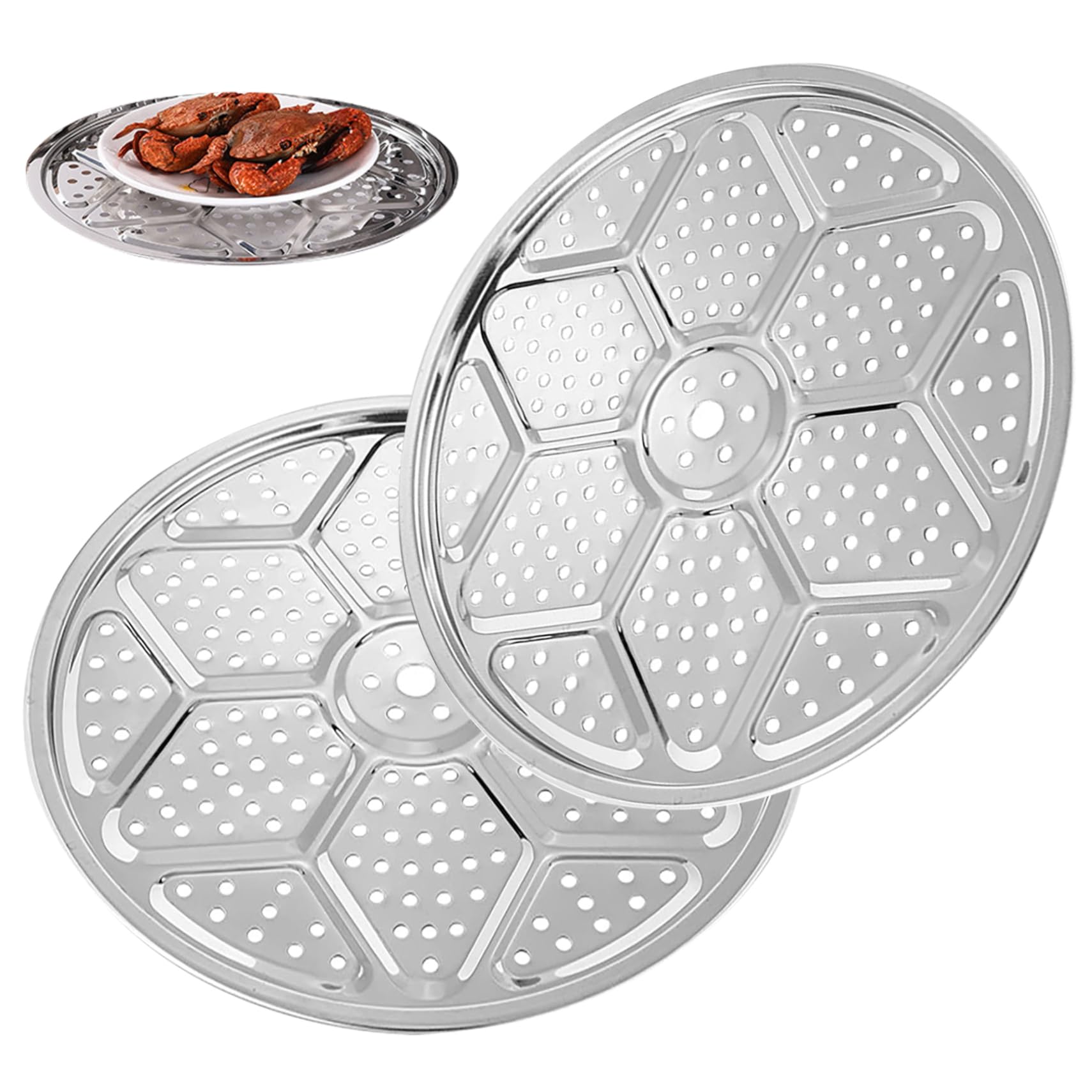 Steam Rack 2PCS 14.2 Inch Dia Canning Rack Stainless Steel Rack with Uniform Steam Hole Food for Pressure Cooker Accessories Large Insert Rack Canning Rack Food