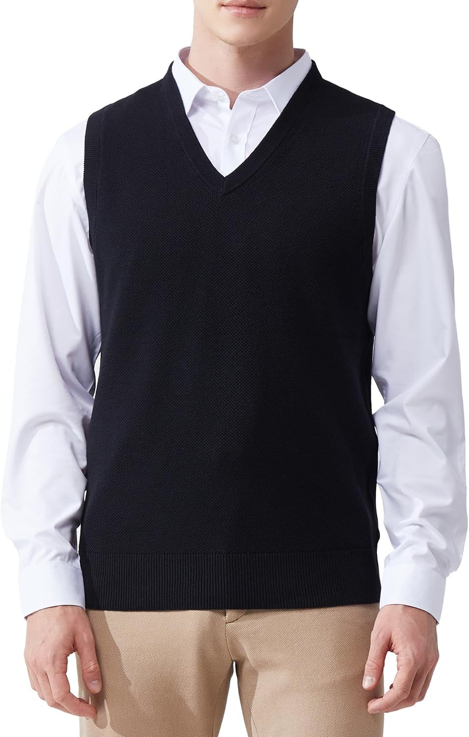Men's V-Neck Sleeveless Pullover Sweater Slim Fit Casual Sweater Vest