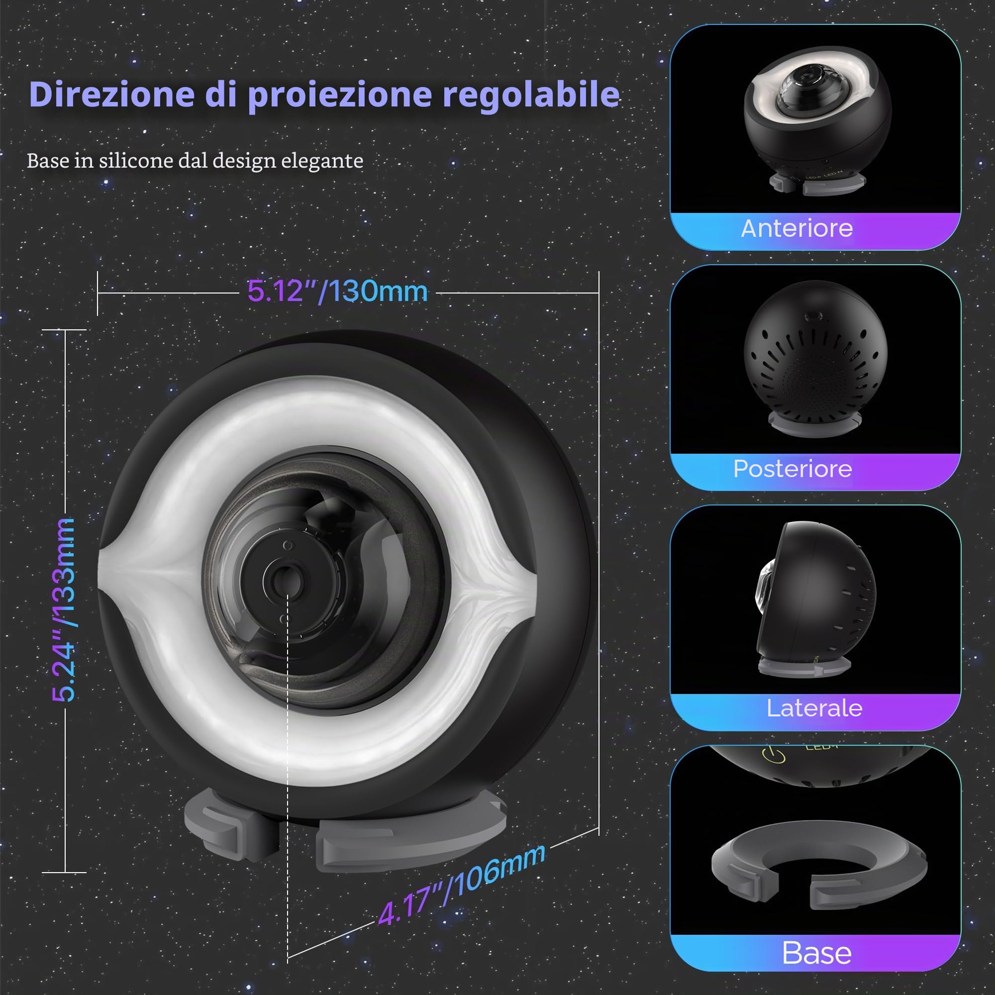 Proiettore di buchi neri scientificamente scolpito da luce a LED, proiettore interstellare con galassia stellare con luce notturna cosmica per decorazione della camera da letto, educazione scientifica