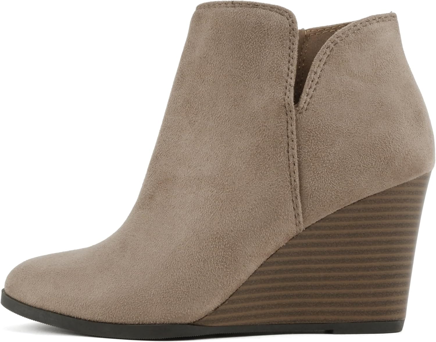 Soda Mid Ankle Bootie - Zipper Stacked Wedge Heel