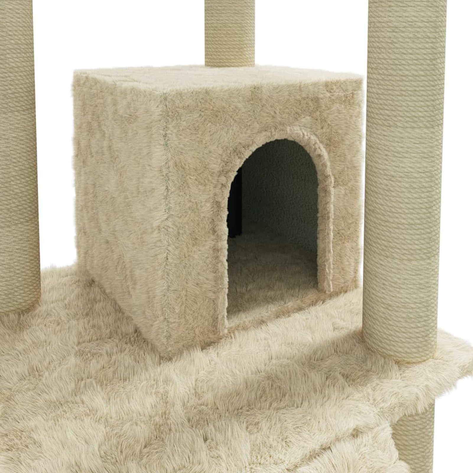 Homgoday Albero tiragraffi in sisal, color crema, 155 cm, tiragraffi a torre per gatti multilivello, centro attività per gatti da interno