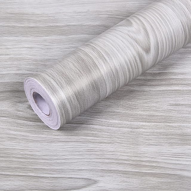 Hwtcjx 45cm x 1000cm Sticky Back Plastic Self Adhesive Wallpaper, Vinyl Wrap Film Roll Furniture Sticker, Waterproof Removable Peel and Stick Wallpaper for Walls Doors Kitchen Wardrobe (Gray)
