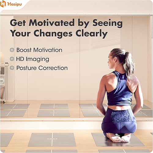 Miniatura 8 de Hasipu Espejo de gimnasio en casa de 55 x 17 pulgadas (cada uno), 3 piezas de espejo grande de cuerpo completo para yoga, espejo de pared grande de