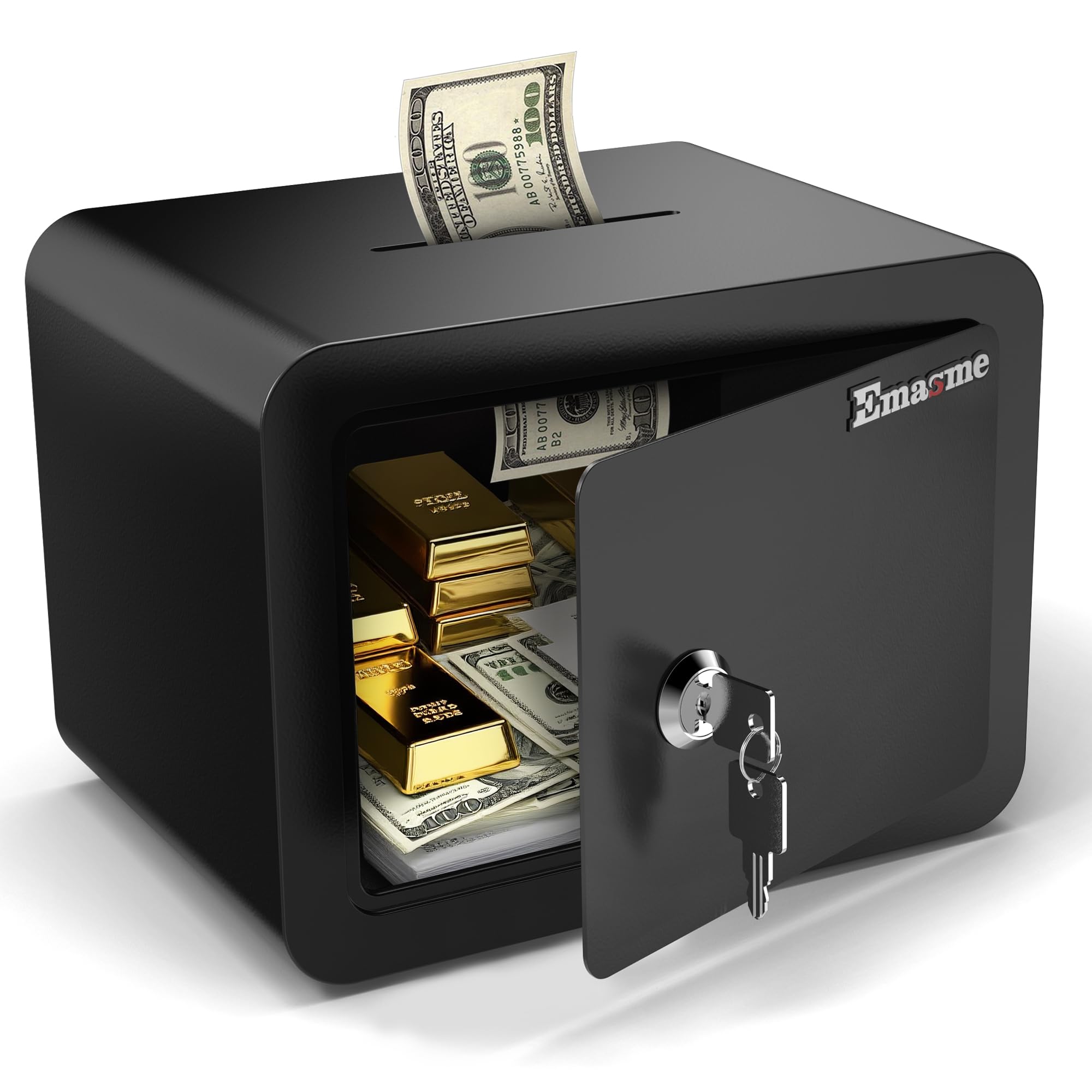 Small Safe, Locker Safes with Key and Coin Slot, Little Safes for Money, Cheap Home Safety, Small Hidden Safe, Savings Box with Key – Mini Security for Home, Office, Travel, Pets，0.23 Cubic-image-42