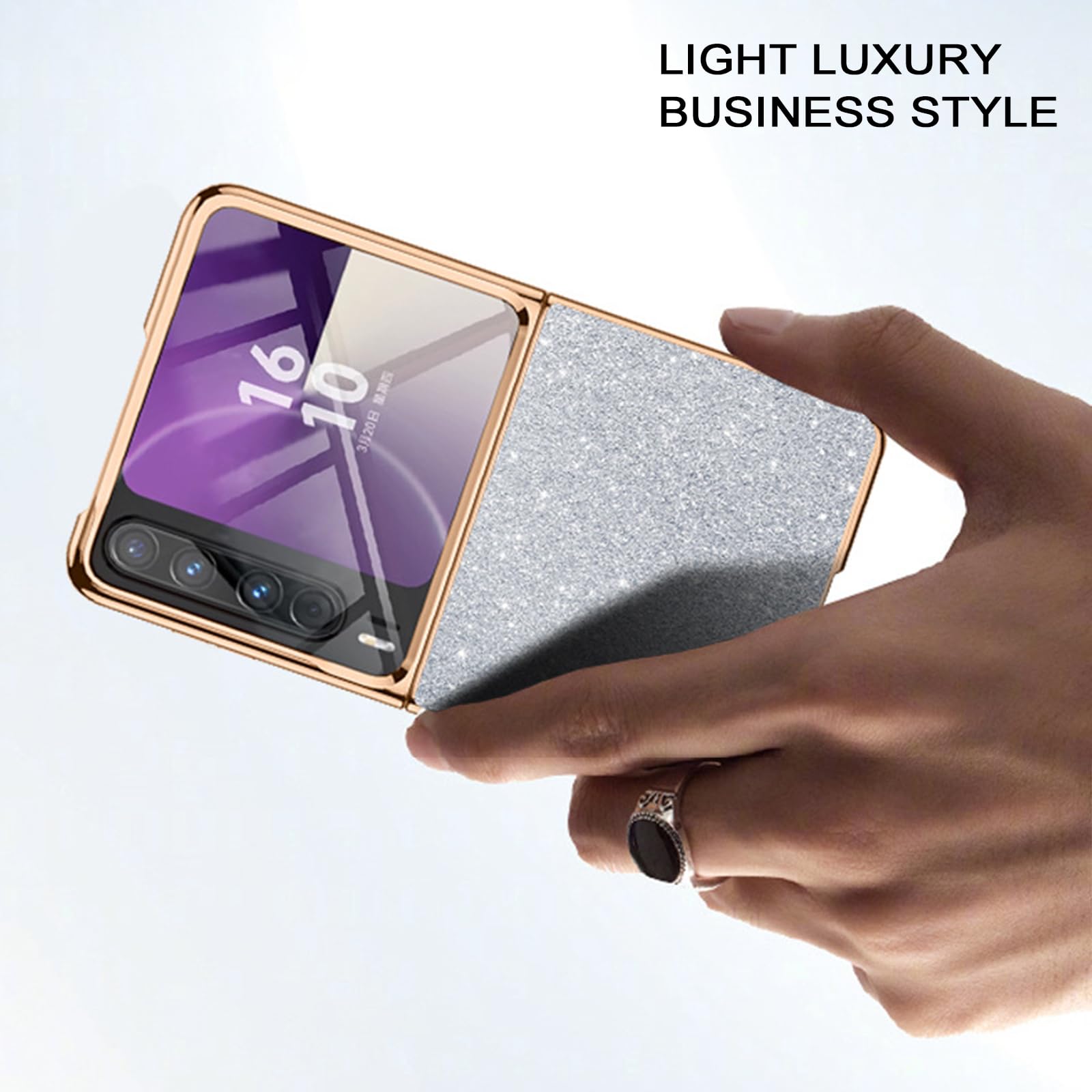Ultrafina Carcasa para Huawei Pura X, Lujo Ligero Galvanoplastia Funda Protección de Cámara Anti-Arañazos Cuero Estuche,Oro,Pura X