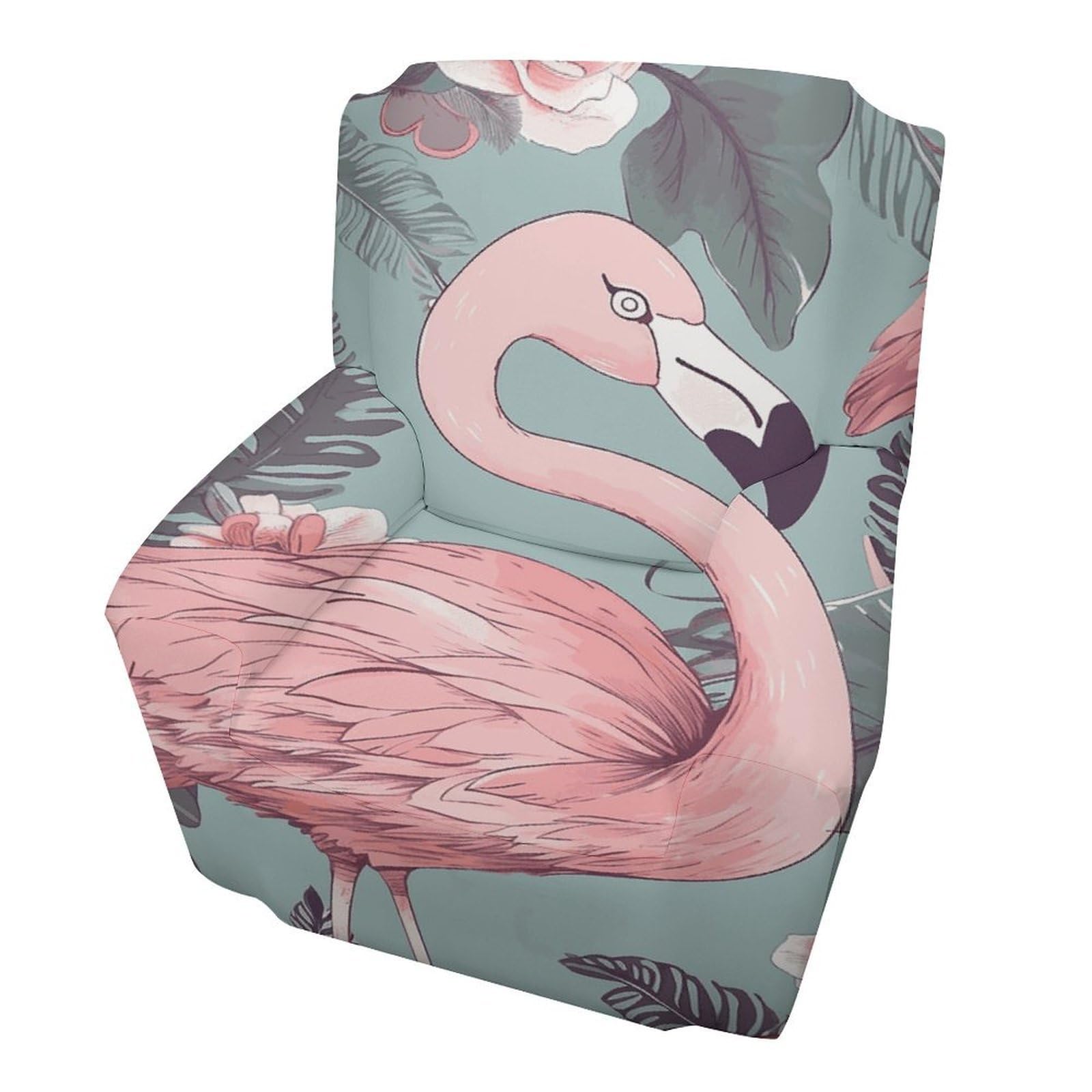 Fodpand Style Flamingo2 Sofa Cover Soft 1 Seater Sofa Slipcover For Pets Washable,Couch Cover With Elastic Straps Furniture Protector