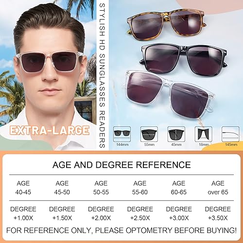 Miniatura 5 de MARE AZZURO Gafas de sol de lectura al aire libre para hombres de gran tamaño 1.0 1.25 1.5 1.75 2.0 2.25 2.5 2.75 3.0 3.5 4.0