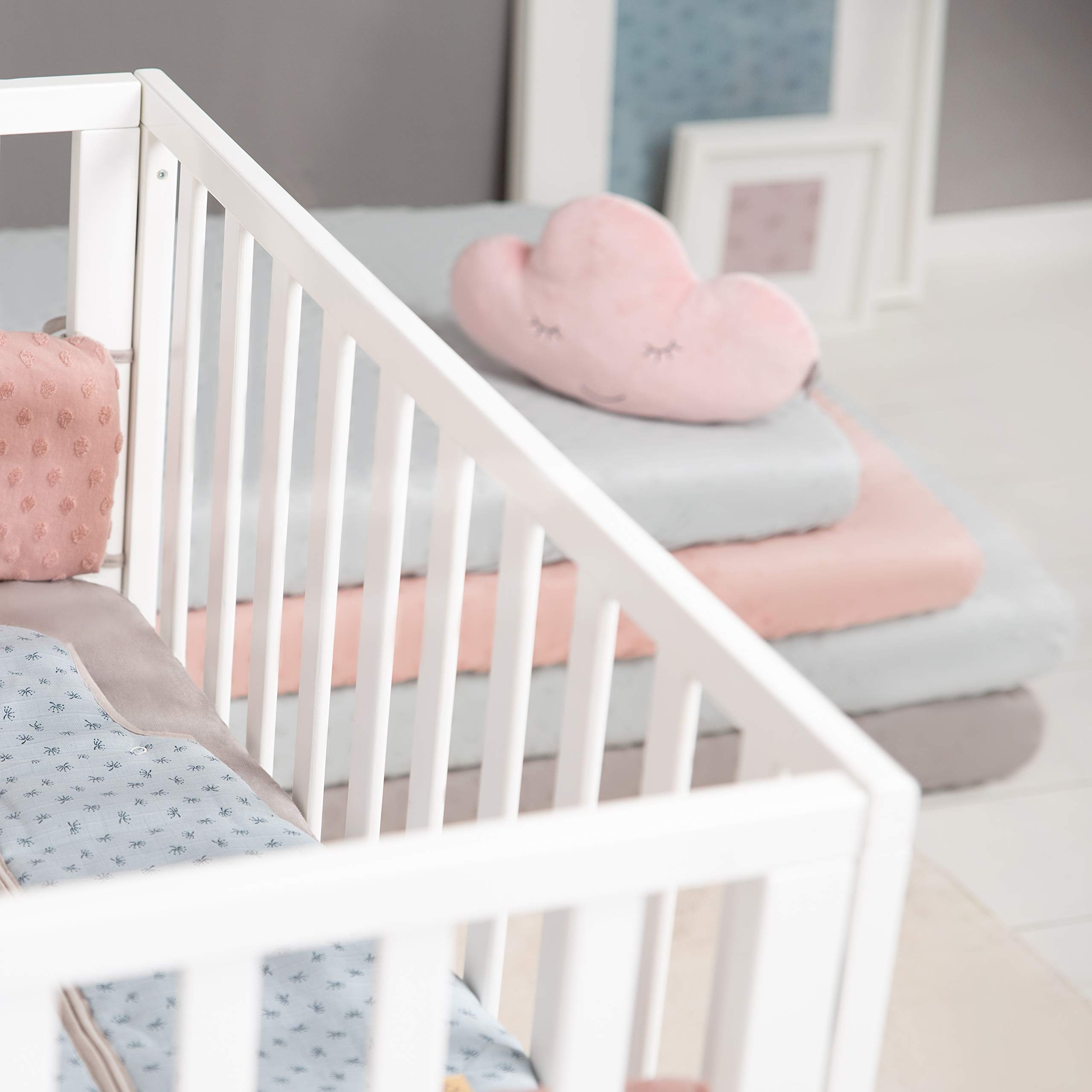 roba Spannbettlaken Lil Planet 60 x 120 – 70 x 140 - Baby Bettlaken für Kindermatratzen - Bio Baumwolle - GOTS und Oeko-Tex Standard 100 - Grau (Packung mit 2)