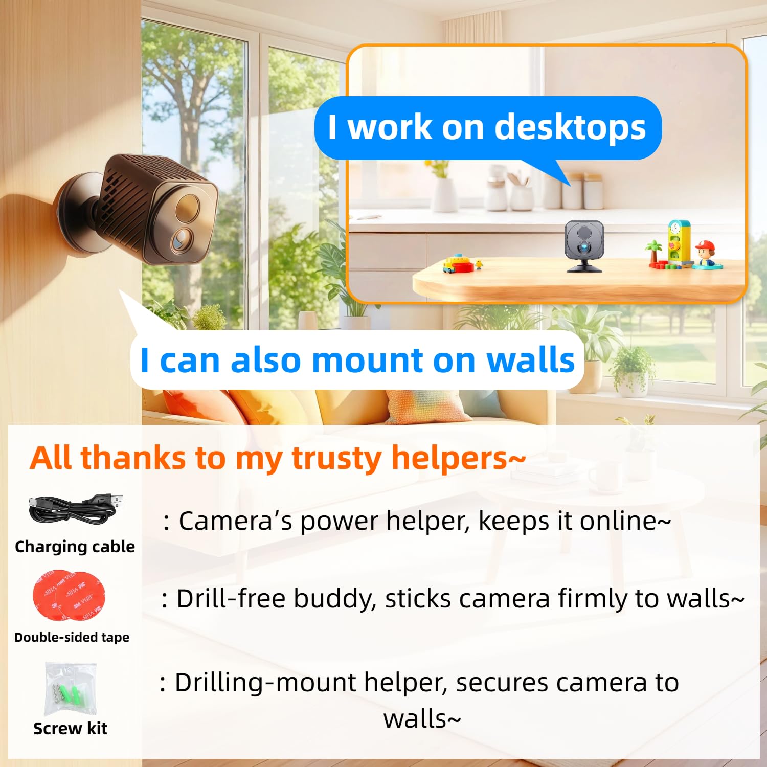 Upgraded Mini Camera 30-Day Battery Life, Wireless Hidden Camera 1080P HD with AI Motion Detection, Auto Night Vision, WiFi Pet, Baby Monitor, Nanny Cam for Home Office Security , Free cloud storage — view 4