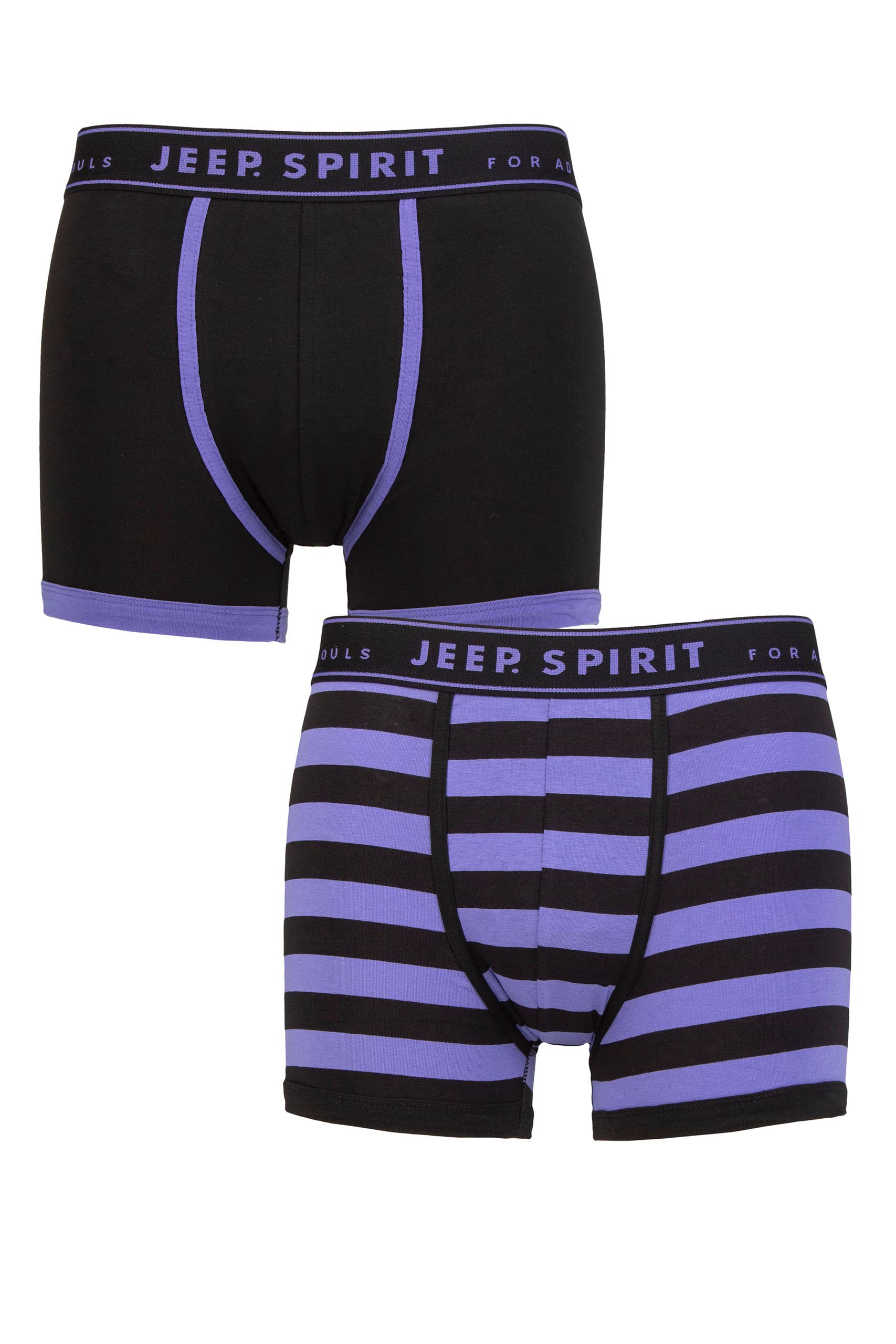 JeepSpirit Mens Stripe Cotton Trunks Pack of 2 Broad Stripe Black/Purple XL