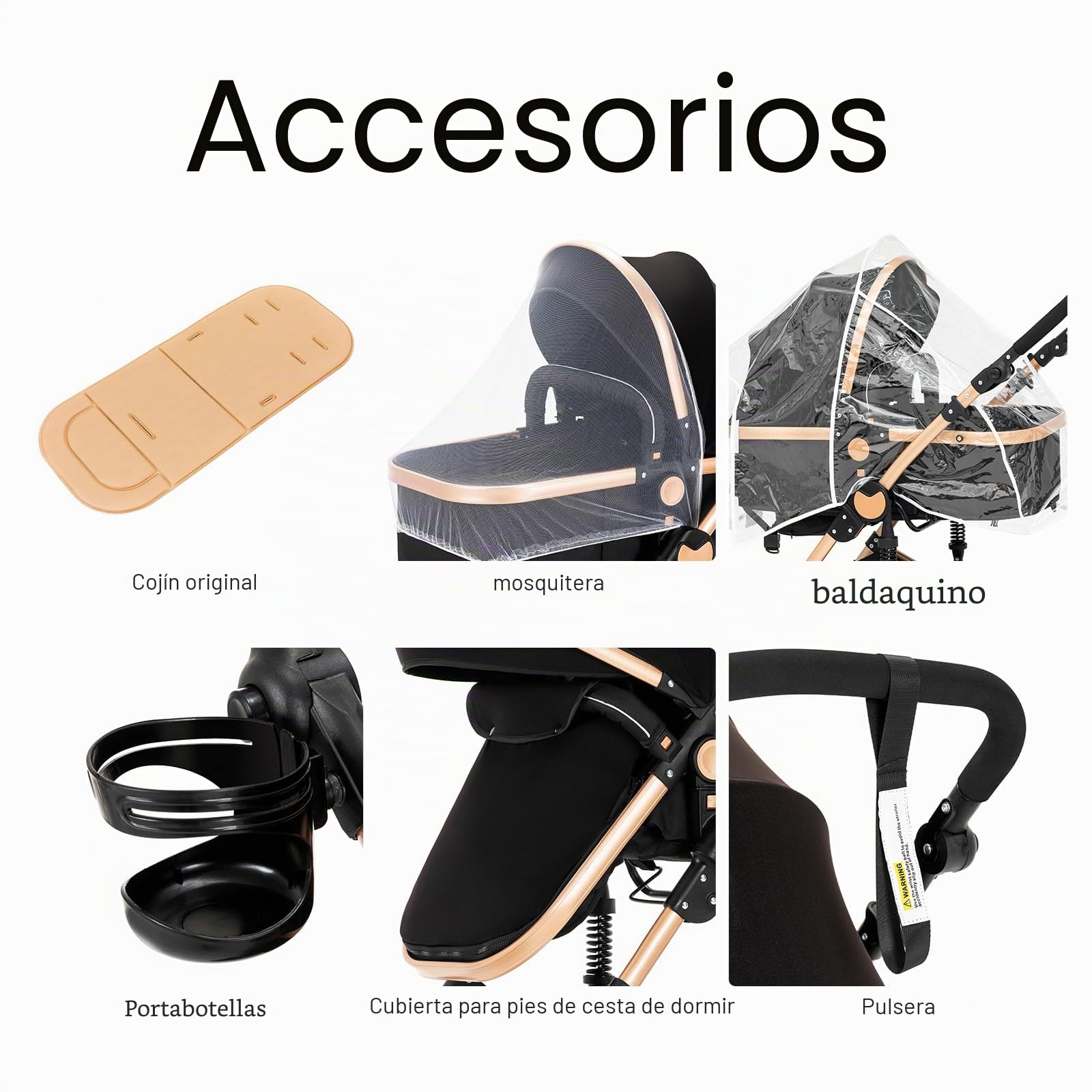 Carrito Bebe 3 en 1, Carrito Bebe con Empuje Reversible de Dos Vías, Carro Bebes 3 Piezas con Estructura de Aleación Aluminio, Cochecito Tres Piezas Para Recién Nacidos (588 Khaki New)