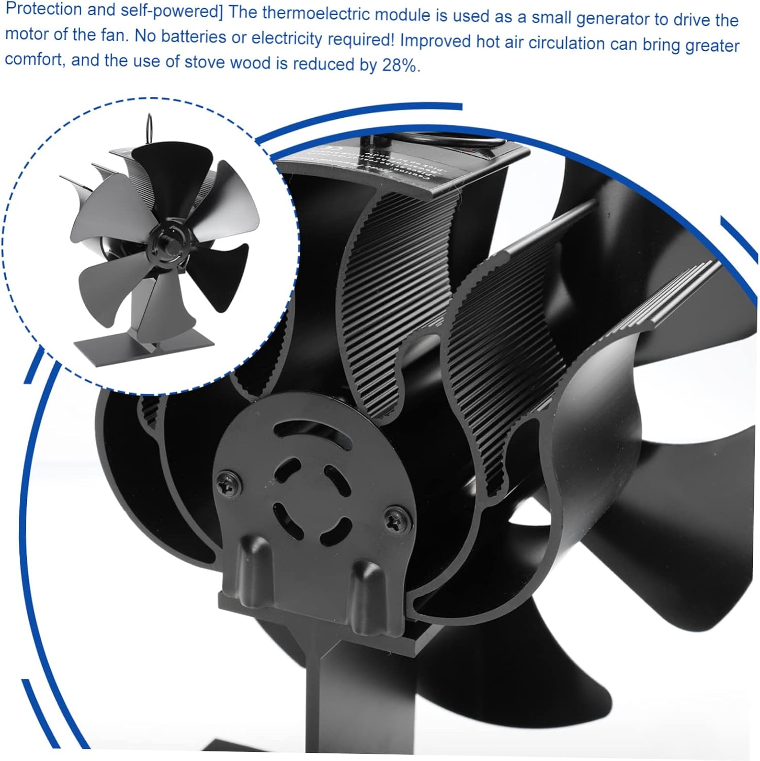Alipis Heat Powered Stove Fan Blades Wood Log Burner Fan for Efficient Warm Air Circulation Quiet Operation No Electricity Needed Energy Saving Heat Distribution for Fireplace and Wood