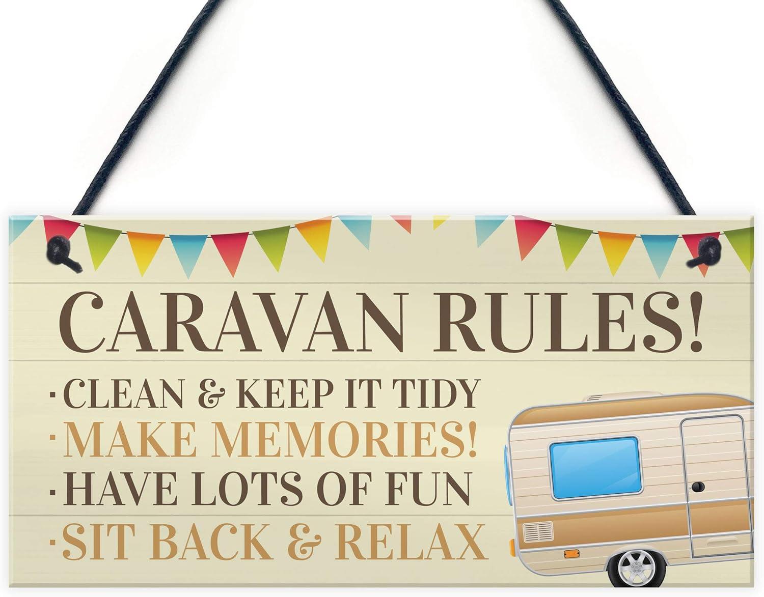 RED OCEAN Novelty Caravan Rules Hanging Plaque Garden Sign Caravan