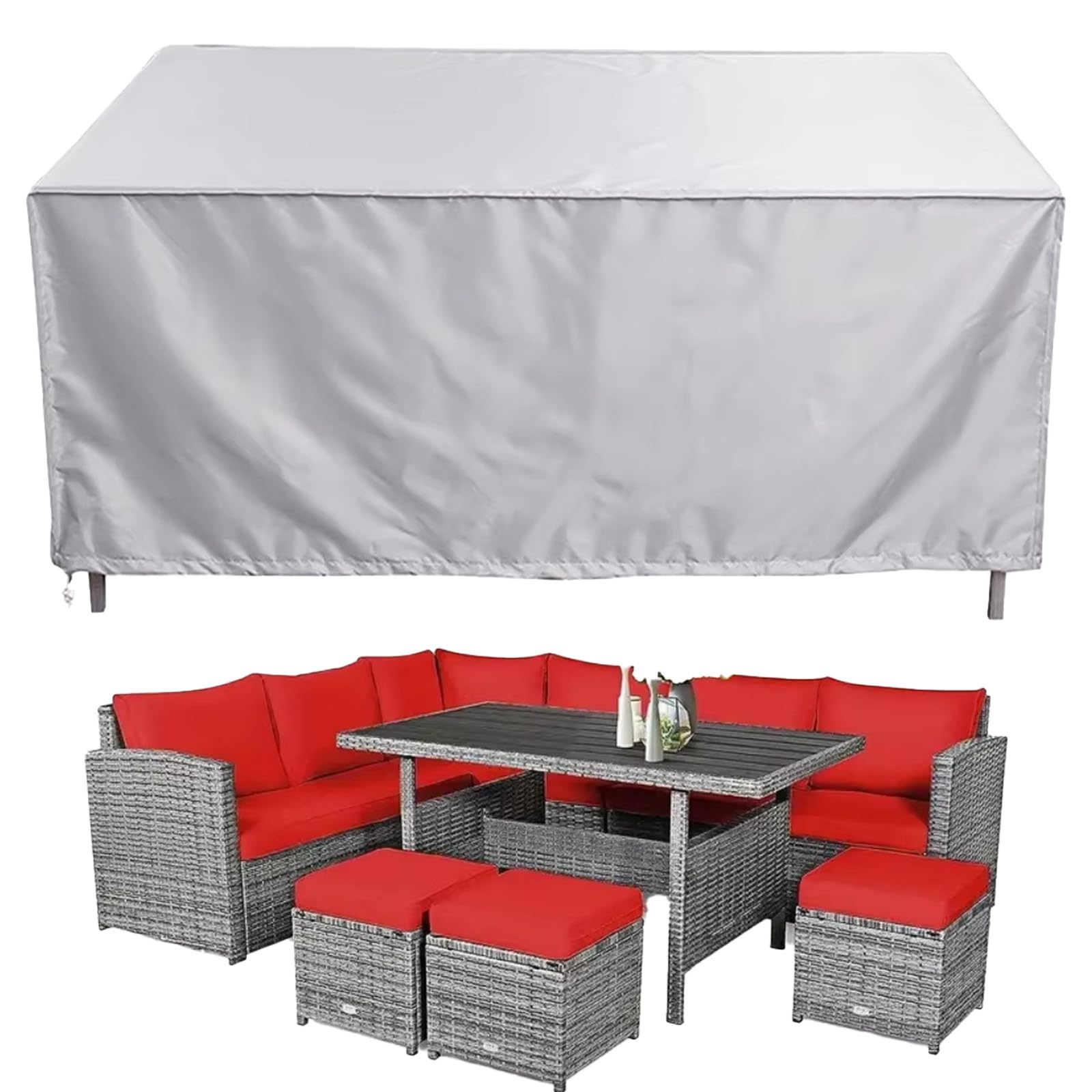 Telo Copritavolo Da Giardino 330x100x105 Cm In 600D Oxford Impermeabile E Anti-UV – Copertura Resistente Per Mobili Esterni Rettangolari