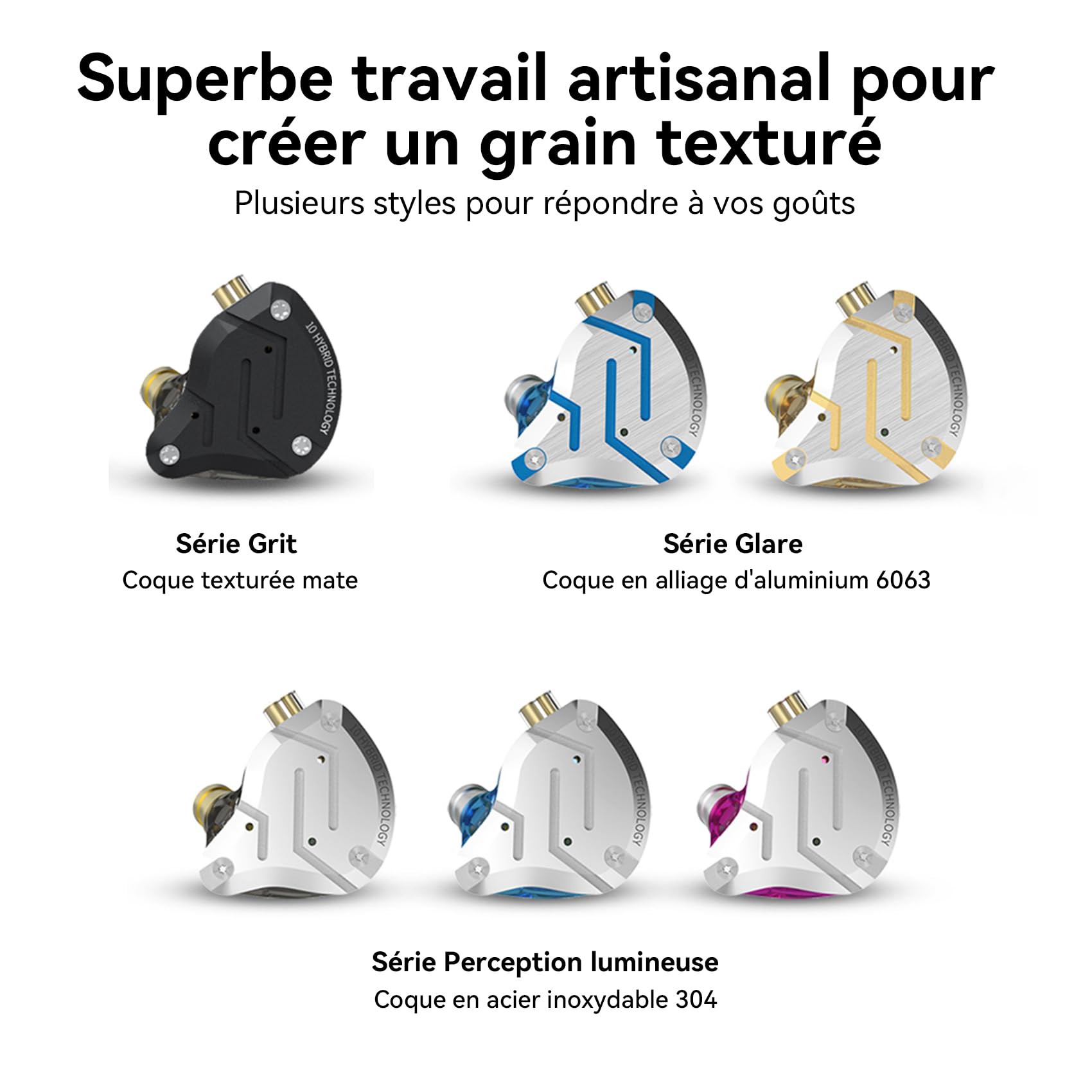 Yinyoo KZ ZS10 Pro Ecouteurs Filaires Hybrides 4BA+1DD Ecouteurs Gaming Multi-Driver IEM Gaming avec Câble Détachable Prise 3.5mm et 4 Paires d'Embouts en Silicone pour Chanteurs, Batteurs
