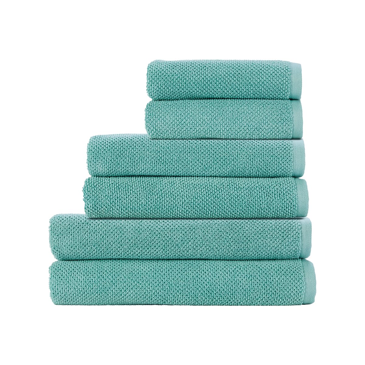 Christy Brixton Family Bathroom Towel Set | 2 Bath Sheets 2 Bath Towels 2 Hand Towels | Invigorating Textured Finish | Super Absorbent | 6 Piece Set | Mineral Blue