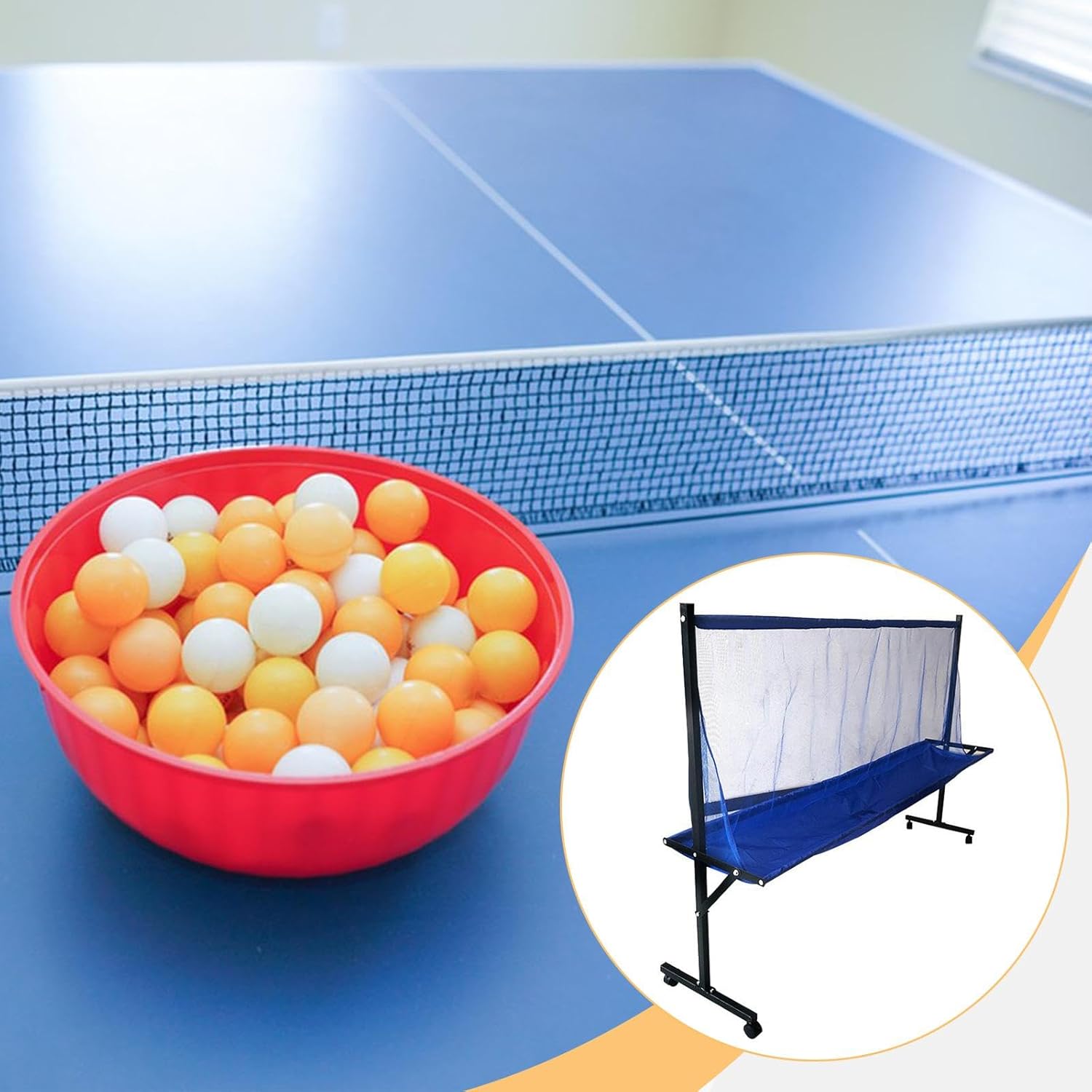 Yiju Table Tennis Collection Net Practice Collector Lightweight Equipment Portable Rolling Accessories for Robot Indoor