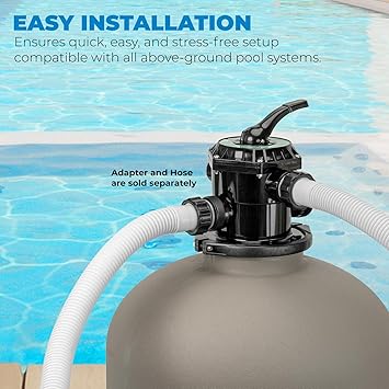 XtremepowerUS 16 Sand Filter for Above/Inground Swimming Pool Media System with Multi Port Valve up to 21,000 Gallons