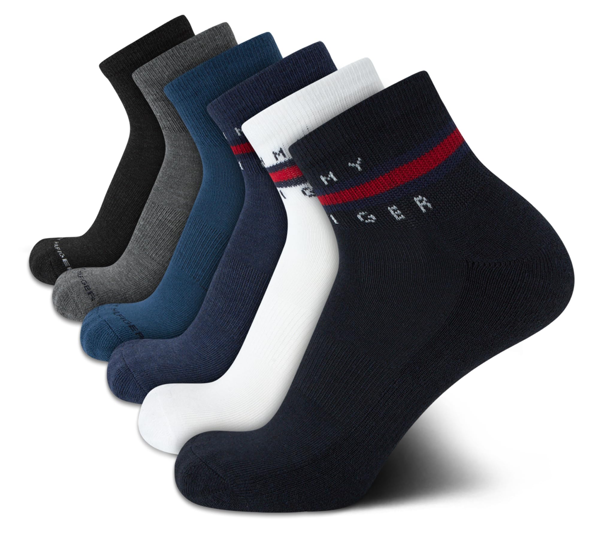 Mens Quarter Socks - 6 Pack Athletic Performance Stretch Moisture Wicking Cushioned Ankle Socks for Men