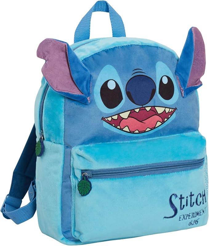 Disney Lilo and Stitch Bag Mochila infantil de felpa para mochila escolar Mochila de almuerzo en 3D Libro de regalo, azul, talla única, mochila