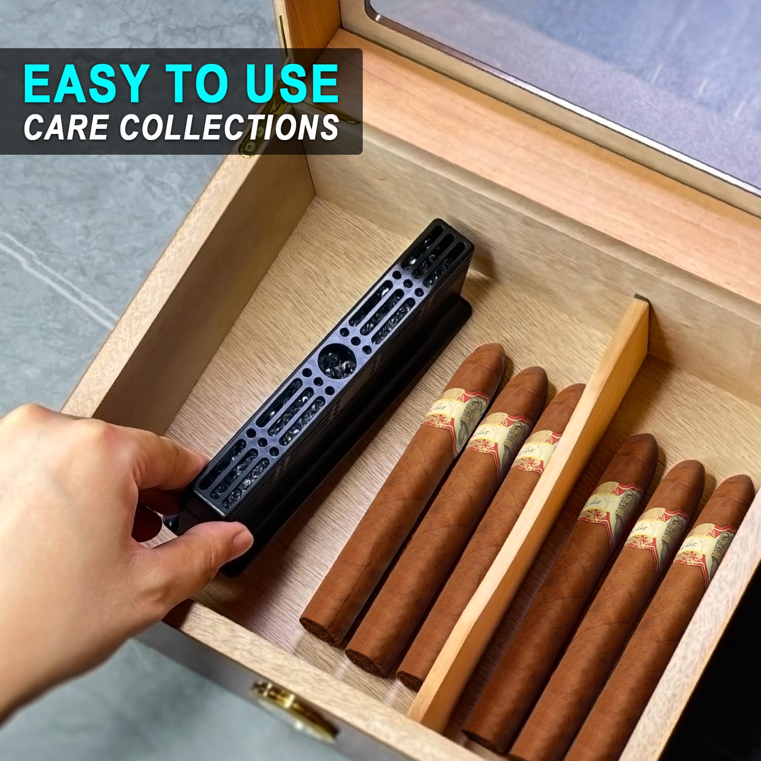 Zigarren Befeuchter für Zigarren-Humidor, Zigarren-Box 3-Wege Luftbefeuchtungssystem für 1-100 Kuba-Zigarren, als Humidor-Teiler, hält 70% RH, Humidor-Luftbefeuchter passend für alle Arten